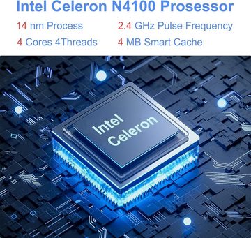 Tibuta Intel Celeron N4100 Quad Core Prozessor Tablet (10,1", 128 GB, ‎Windows 11, Mit Deutsche abnehmbare Tastatur, den besten Funktionen)
