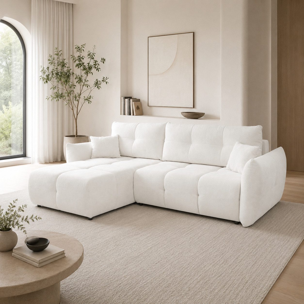 Goldstoff Ecksofa "SICURIO" Modernes Schlafsofa L Form mit Bettkasten und Sofa Bezug, 1 Teile, Couch mit Schlaffunktion und Bettkasten Sofa L Form modern