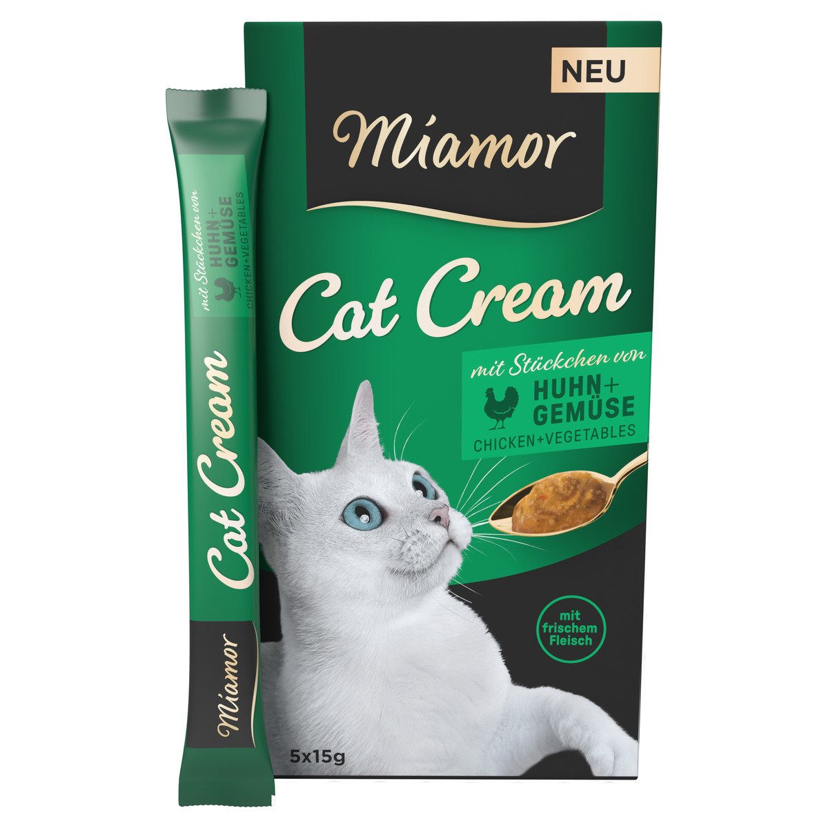 Miamor Cat Cream mit Huhn + Gemüse 5 x 15 g - 11 Stück, Snack für: Katze