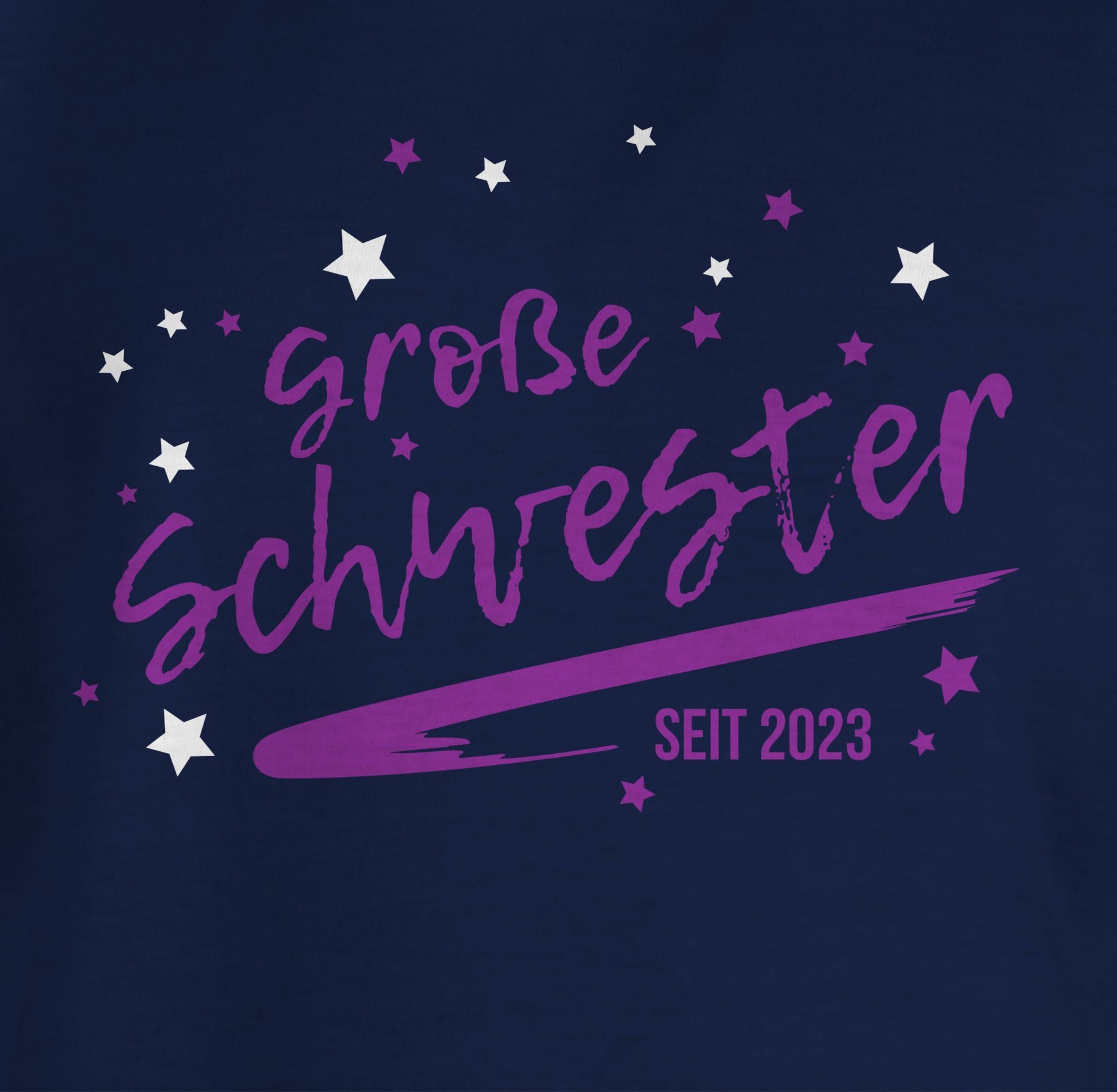 Shirtracer T-Shirt Große Schwester seit 2023 2 Große Schwester Dunkelblau