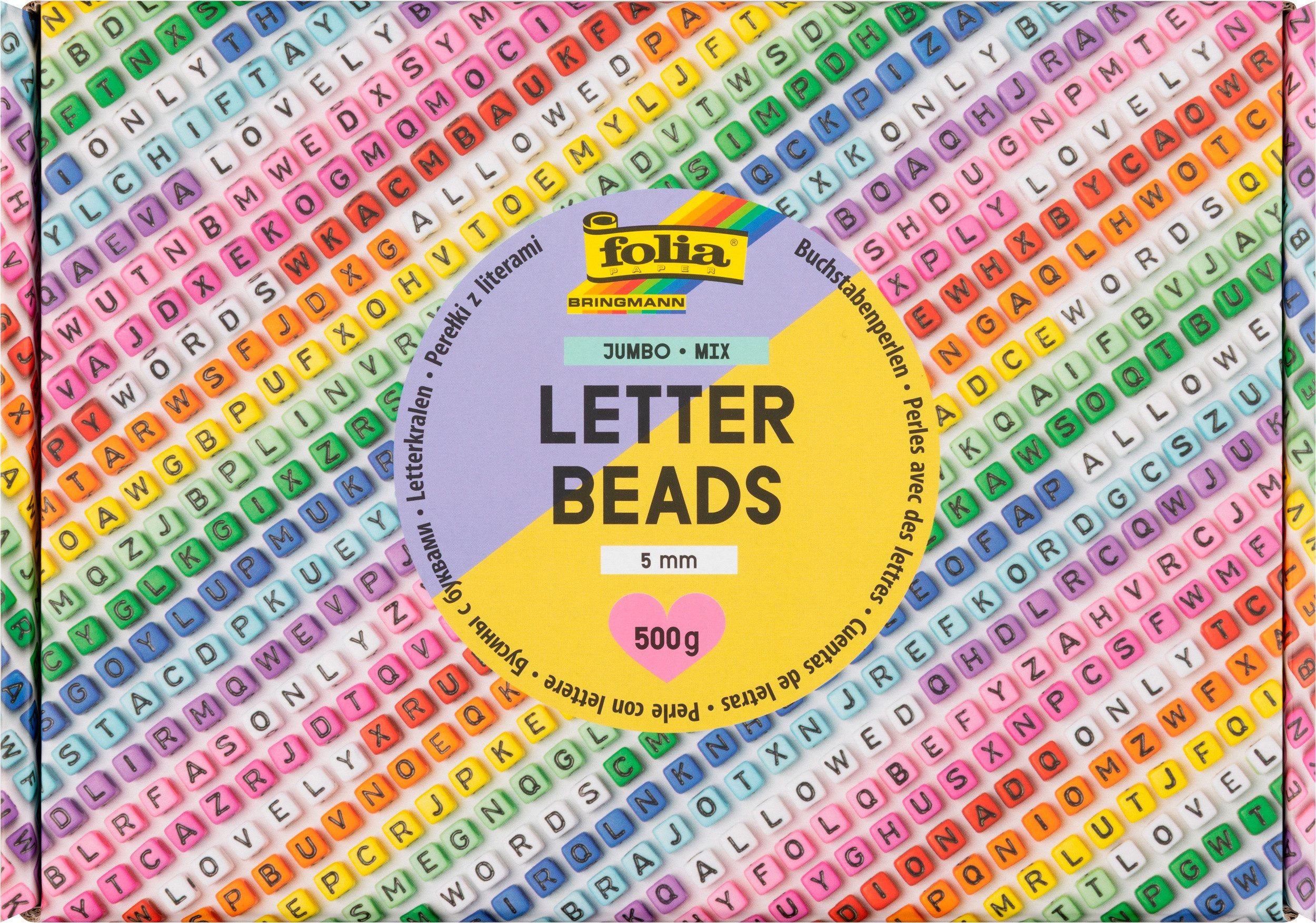 Folia Bastelperlen Bunte Buchstabenperlen, eckig, 3300 Stück