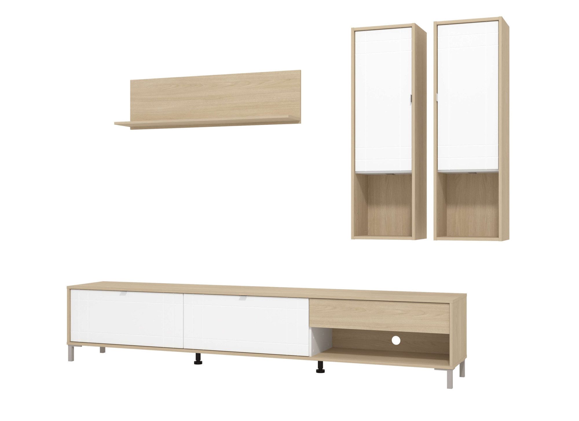 Home affaire Wohnwand Cambridge Anbauwand, Wohnkombination, Wohnzimmer-Set, (4-St), Zwei Arten der Wandmontage. TV-Board Breite: 233,8 cm