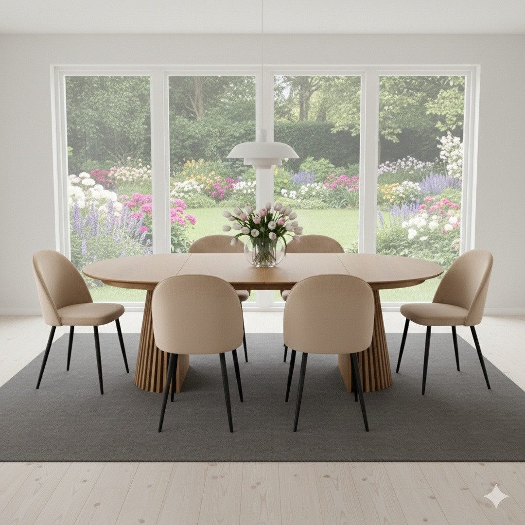 ebuy24 Essgruppe Tokyo Essgruppe Esstisch natur, 6 Stühle aus beige, (7-tlg günstig online kaufen