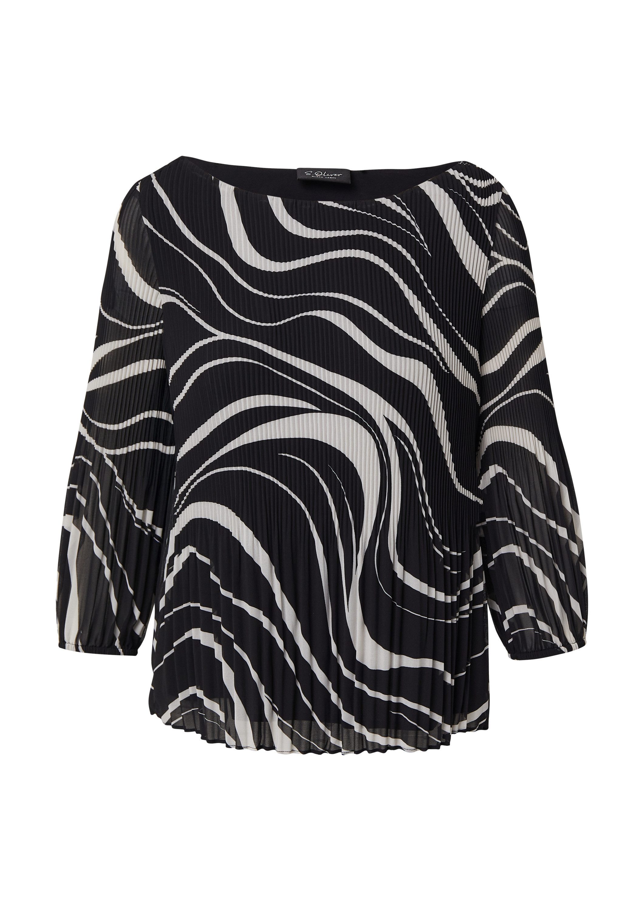 s.Oliver Langarmbluse Bluse Plissierte Bluse mit All-over-Print günstig online kaufen