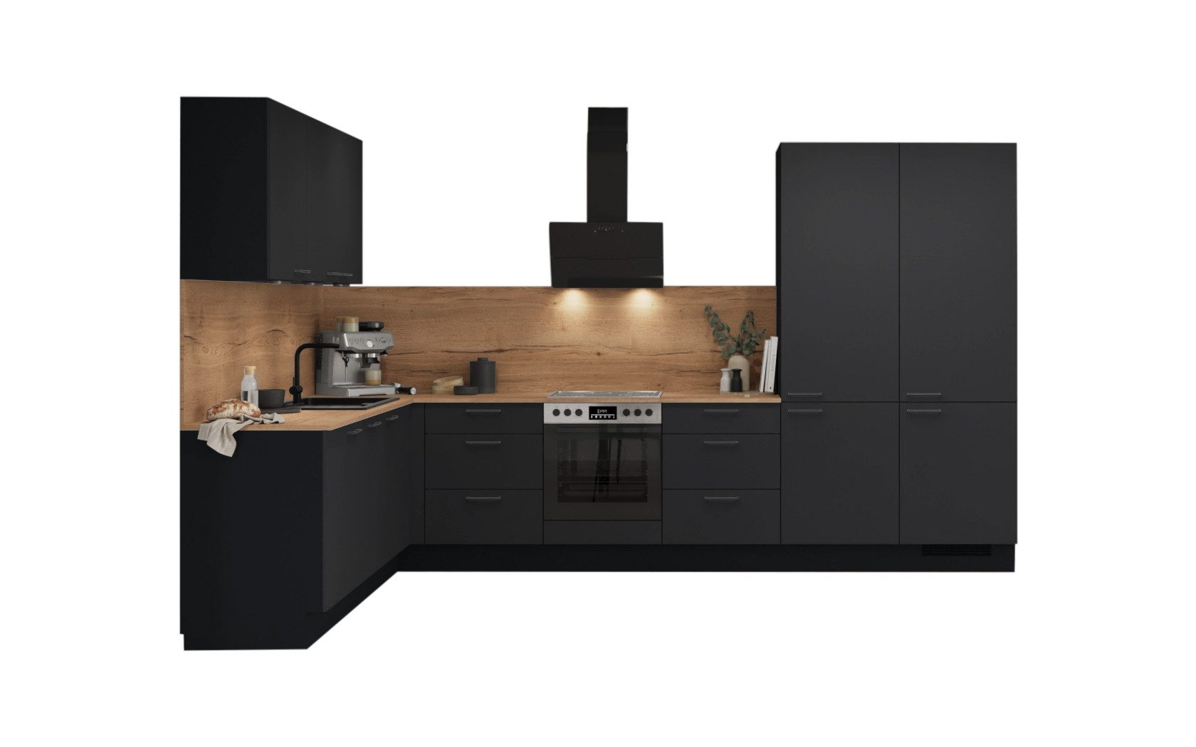 nobilia® Winkelküche Bergen, individuell anpassbar, gratis Küchenplanung mit Profis, (Breite 613.2 cm), vormontiert, wahlw. mit E-Geräten, inkl. Lieferung