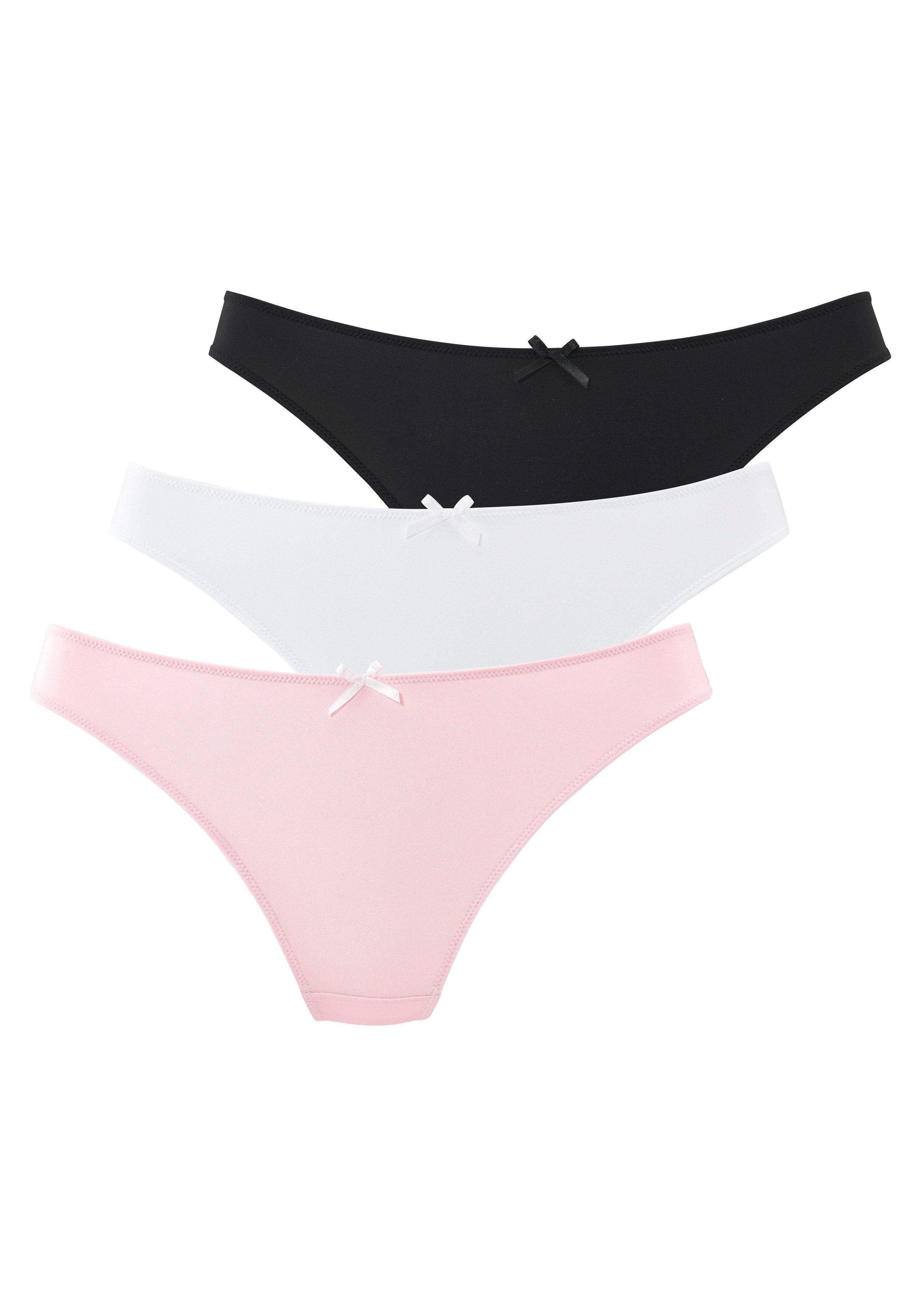 petite fleur by Lascana String (Packung, 3 Stück) mit blumiger Spitze