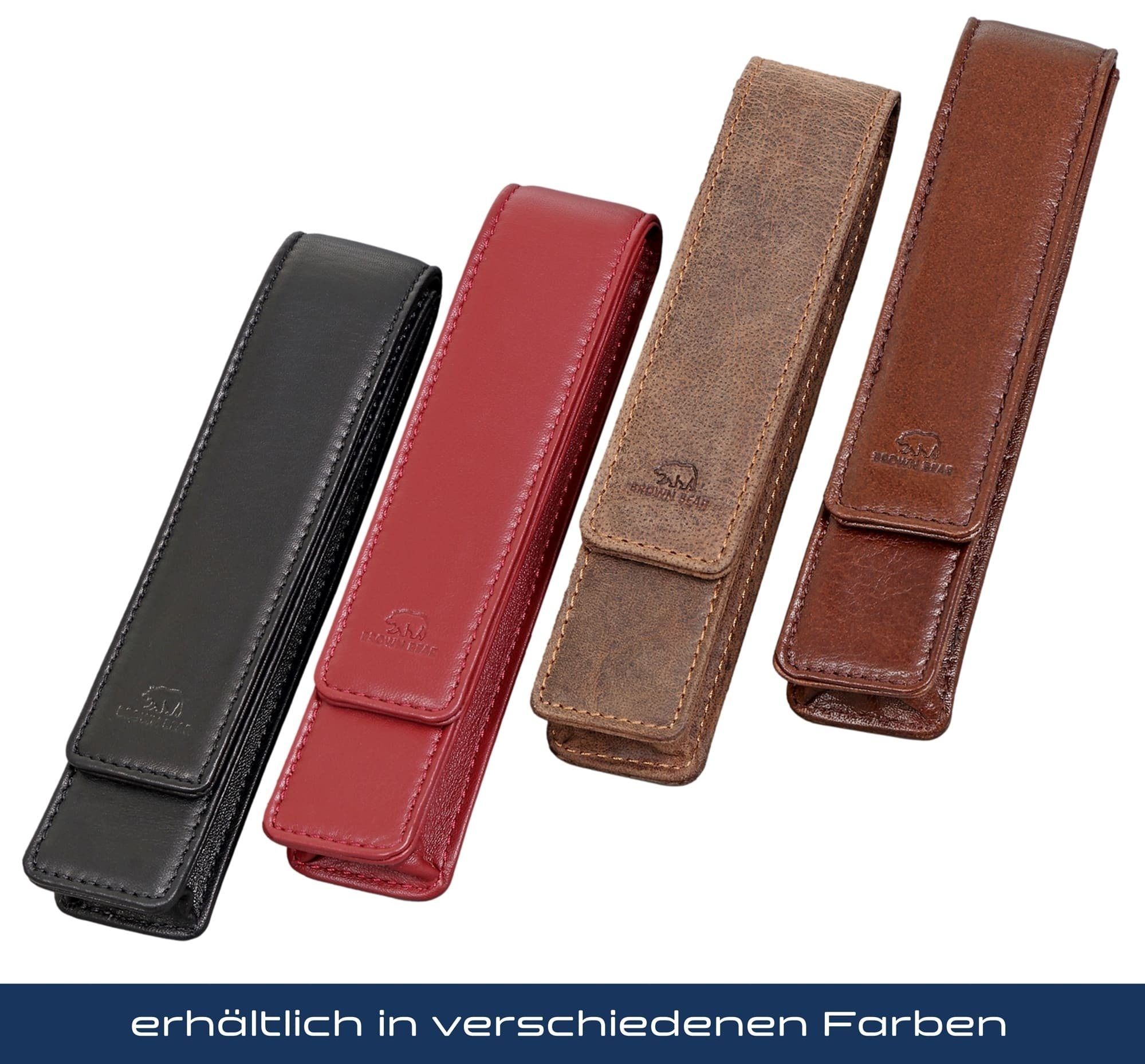 Brown Bear Fülleretui Damen - für Echtleder Magnetverschluss mit 01 Schreibgeräteetui Rot Stift, einen Golf für aus