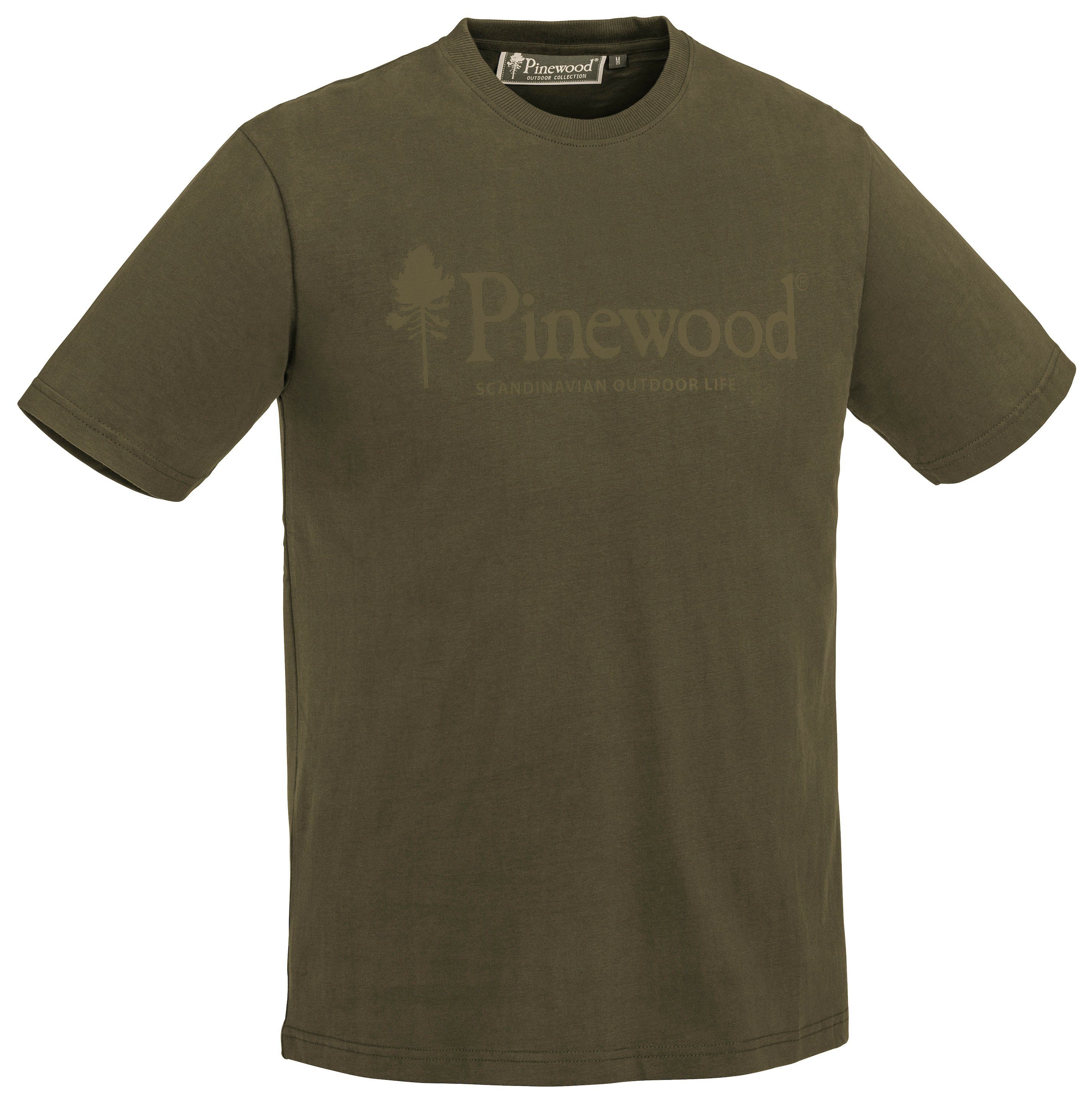 Pinewood T-Shirt OUTDOOR LIFE CS MEN T-Shirt mit Print aus Organic Cotton, auch in Großen Größen olive