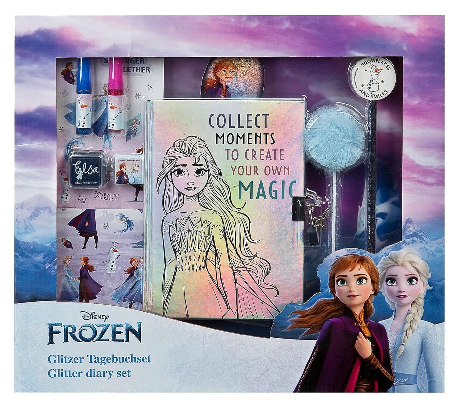 Disney Frozen Tagebuch Tagebuch-Set mit Glitzer und Zubehör – Perfekt für Kinder