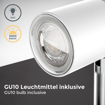 B.K.Licht Tischleuchte LED Klemmleuchte inkl. 5W GU10 Weiß-Matt Schwenkbar - BKL1354, LED wechselbar, Warmweiß, Neigbar Kippschalter Metall Klemmleuchte