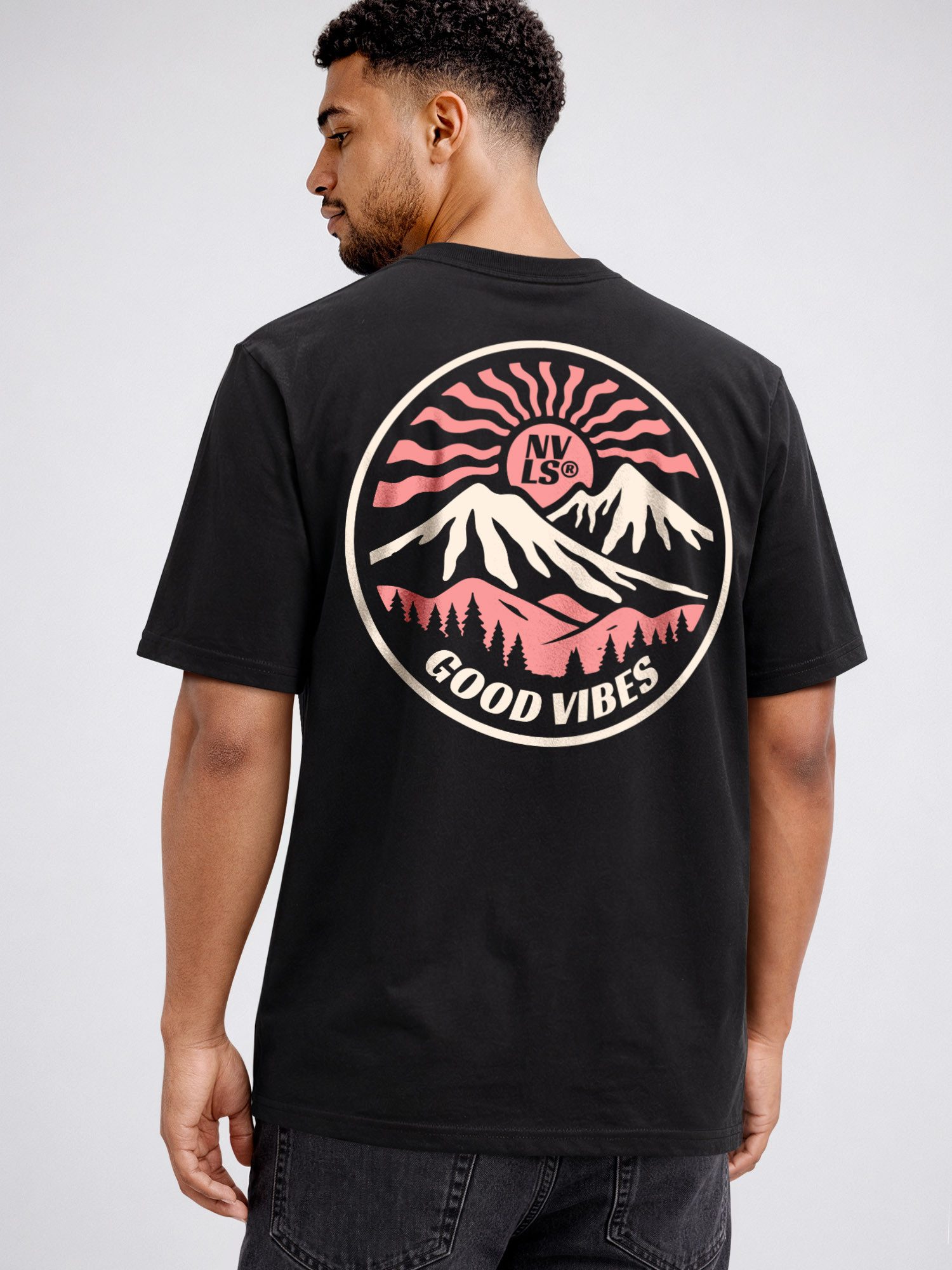 Neverless Oversize-Shirt Herren T-Shirt - Good Vibes - Oversized Relaxed Fit Sommer Fashion mit Print