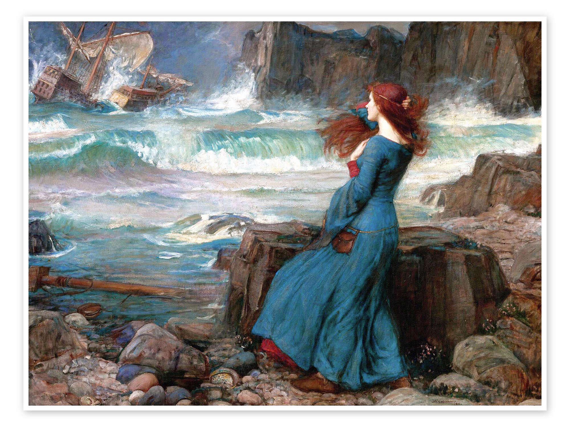 Posterlounge Wandbild Miranda, das Unwetter, John William Waterhouse, erhältlich als Poster, Leinwandbild, Wandsticker oder Acrylglasbild