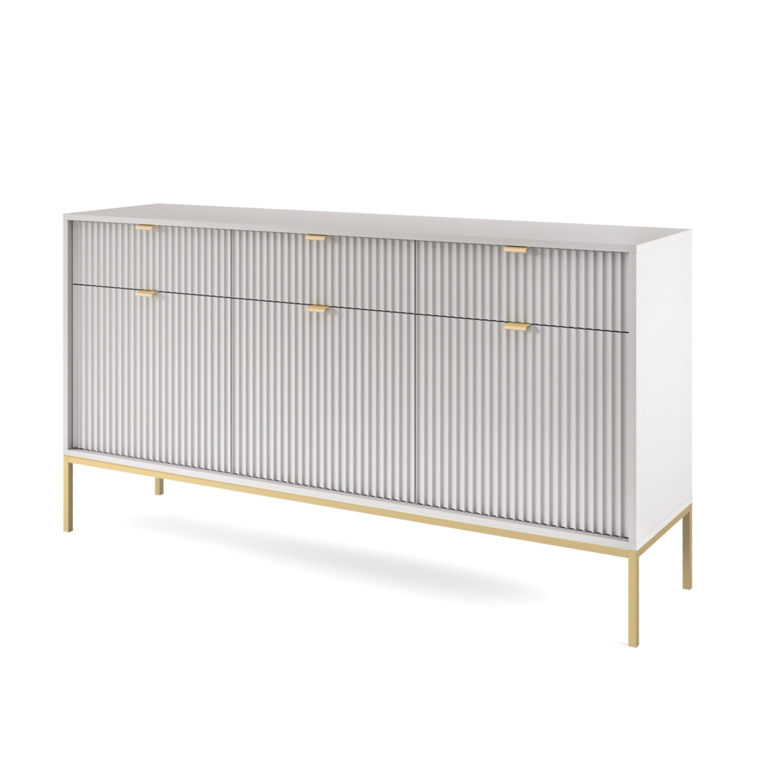 Masseno Kommode STELLARE 154 cm Sideboard mit 3 Schubladen und 3 Türen Grau