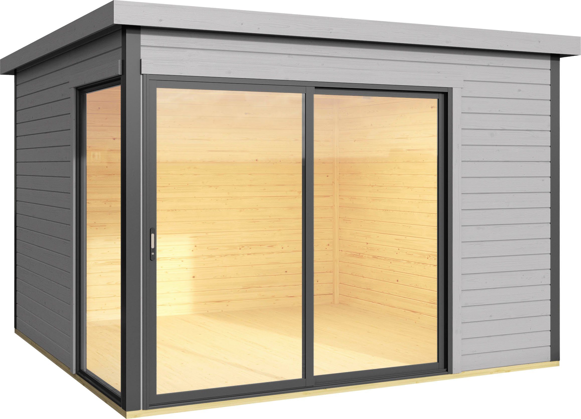 LASITA MAJA Gartenhaus DOMEO 1, BxT: 319,6x319,6 cm, (Set), Fundamentmass 3000 x 3000, Carbongrau