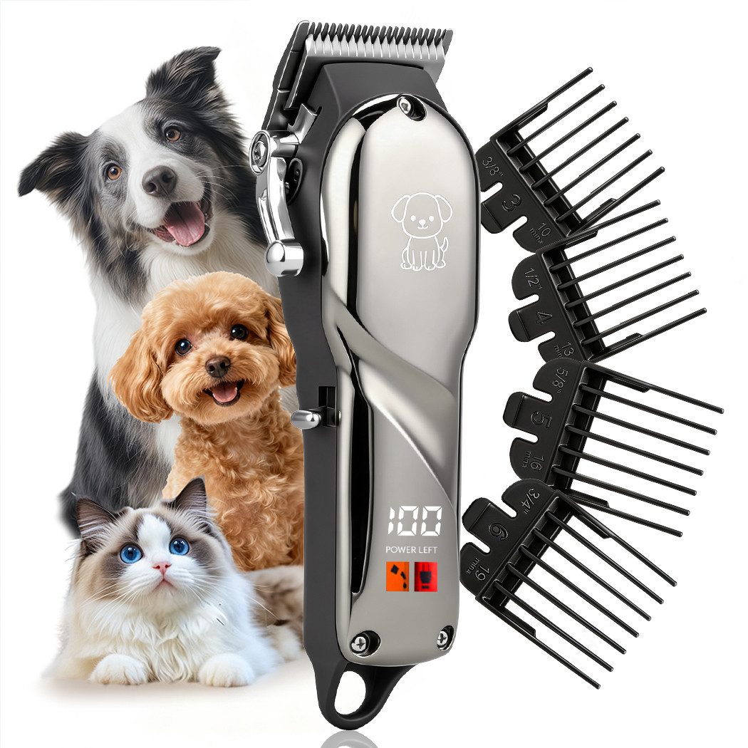 CkeyiN Pro Hundeschermaschine für Hund und Katze,Tierhaarschneidemaschine Profi,Schermaschine Set, mit 4 Aufsteckkämme,Geräuscharm, Komplett ausgestattet,für Alle Arten von Haustieren