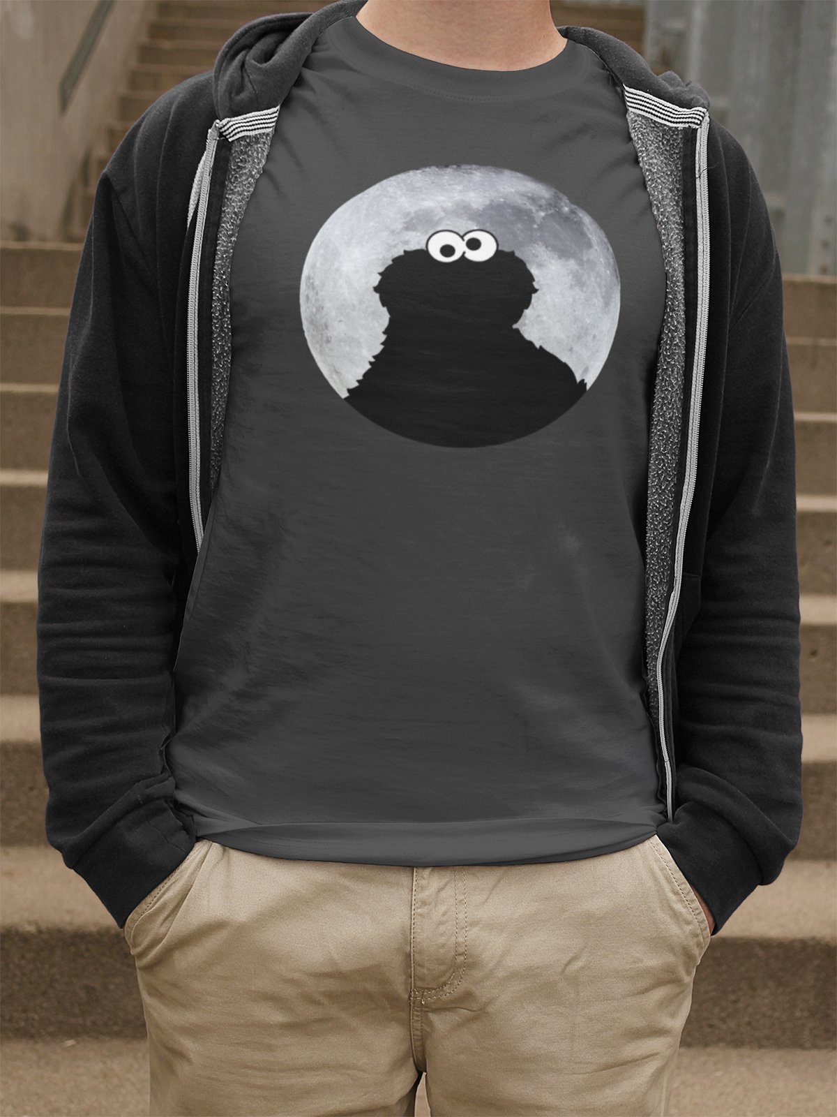 Sesamstrasse T-Shirt Cookie Monster Moonnight grey