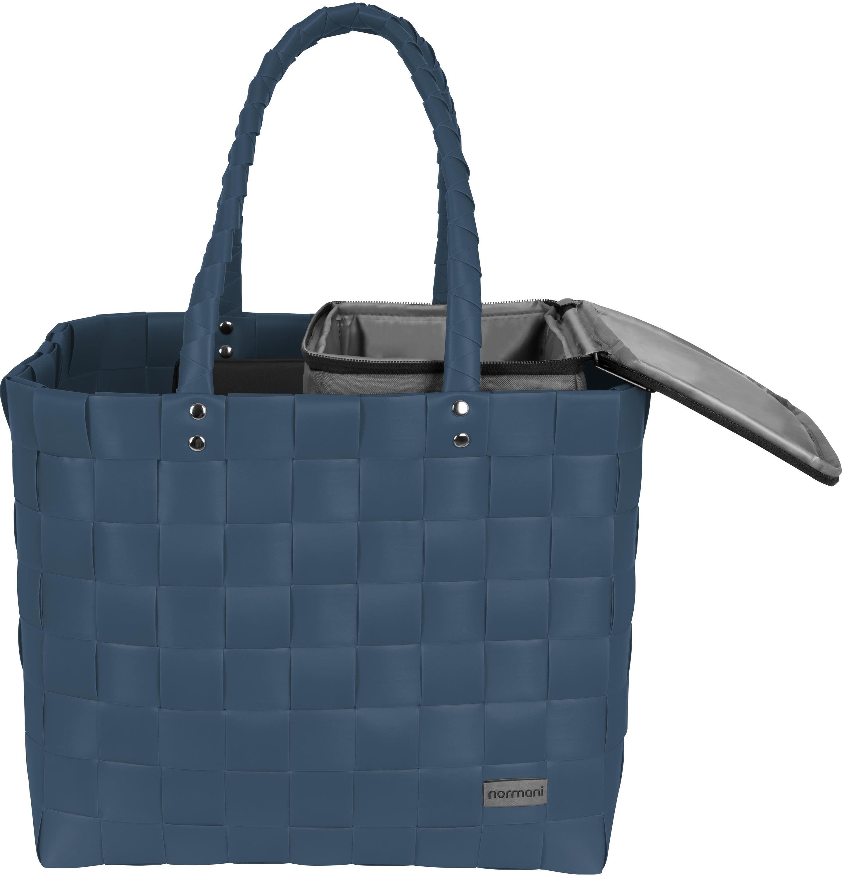 normani Einkaufskorb Flechtkorb mit kleiner Kühltasche, 20 l, Einkaufskorb mit kleinem Kühlkorb