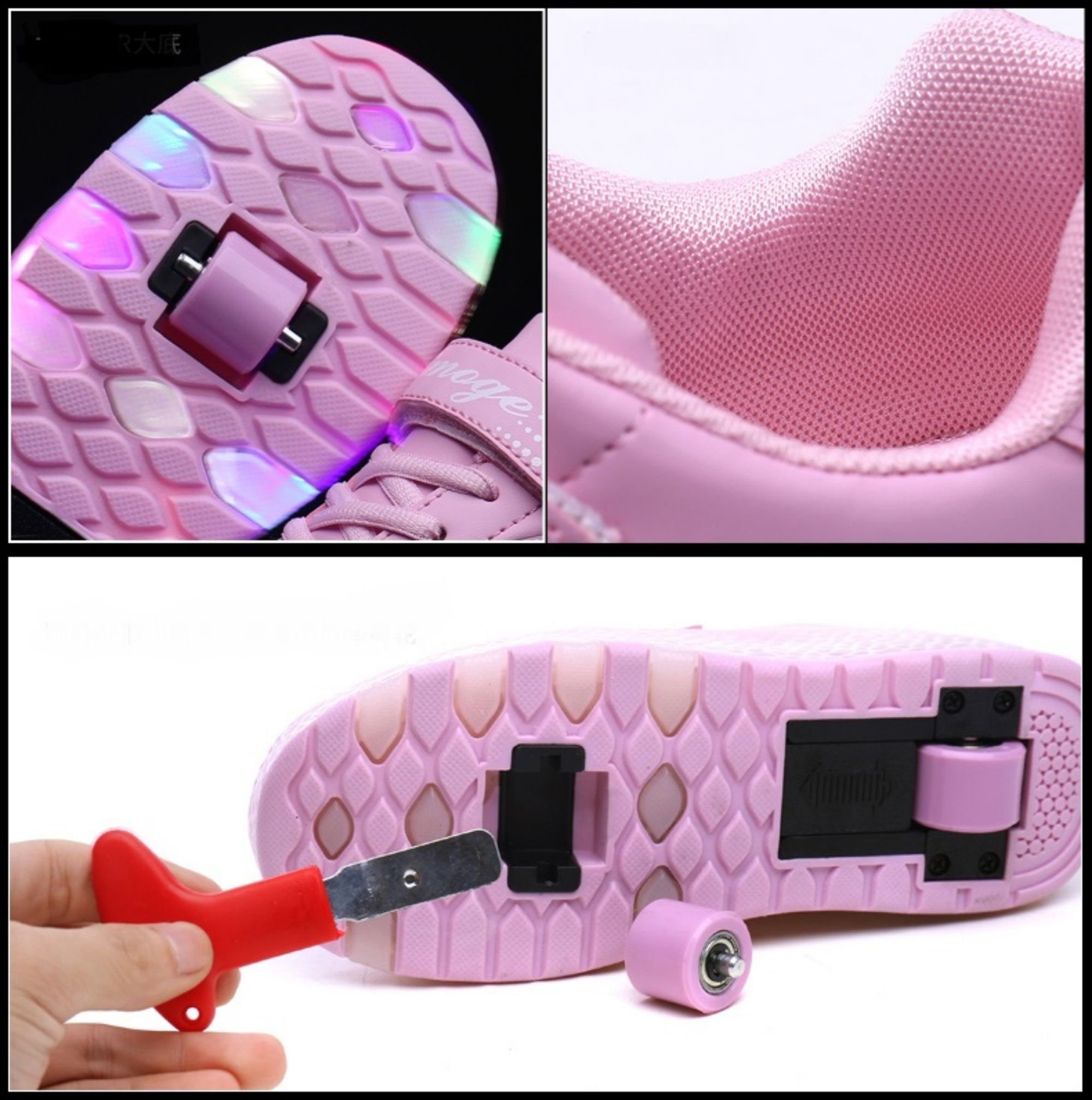 HUSKSWARE Rollschuhe, (1-St), rosa Zwei-in-Eins-Rollschuhe,Leuchtende für Rollschuhe Kinder