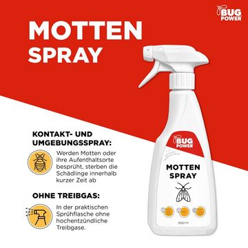 BugPower Insektenspray Motten Spray gegen Kleider- & Lebensmittelmotten, 500 ml, 1-St.