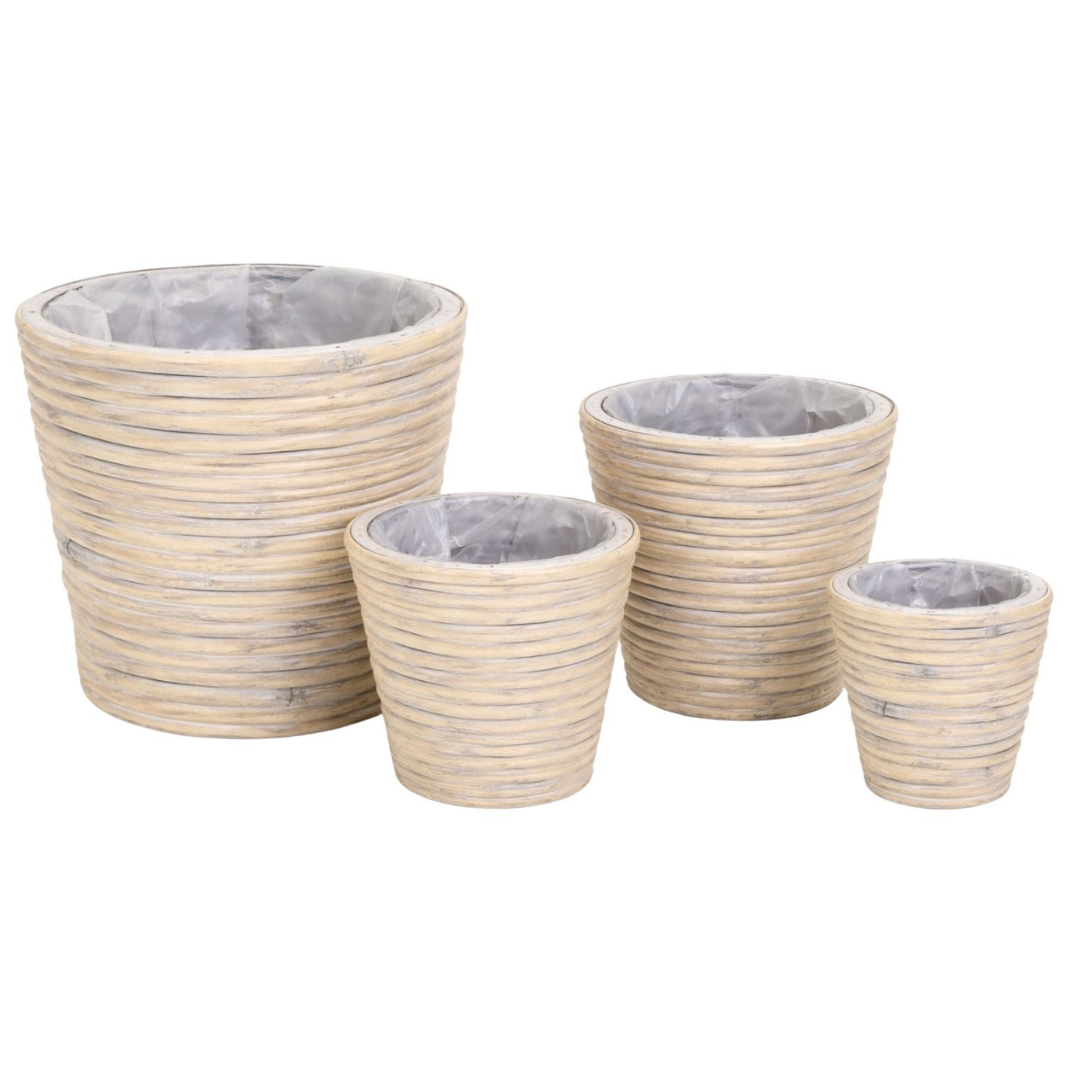 Marrakesch Orient & Mediterran Interior Übertopf Blumentopf Rattan grau, Pflanzkorb 4er Set 27cm (4 St), Handarbeit