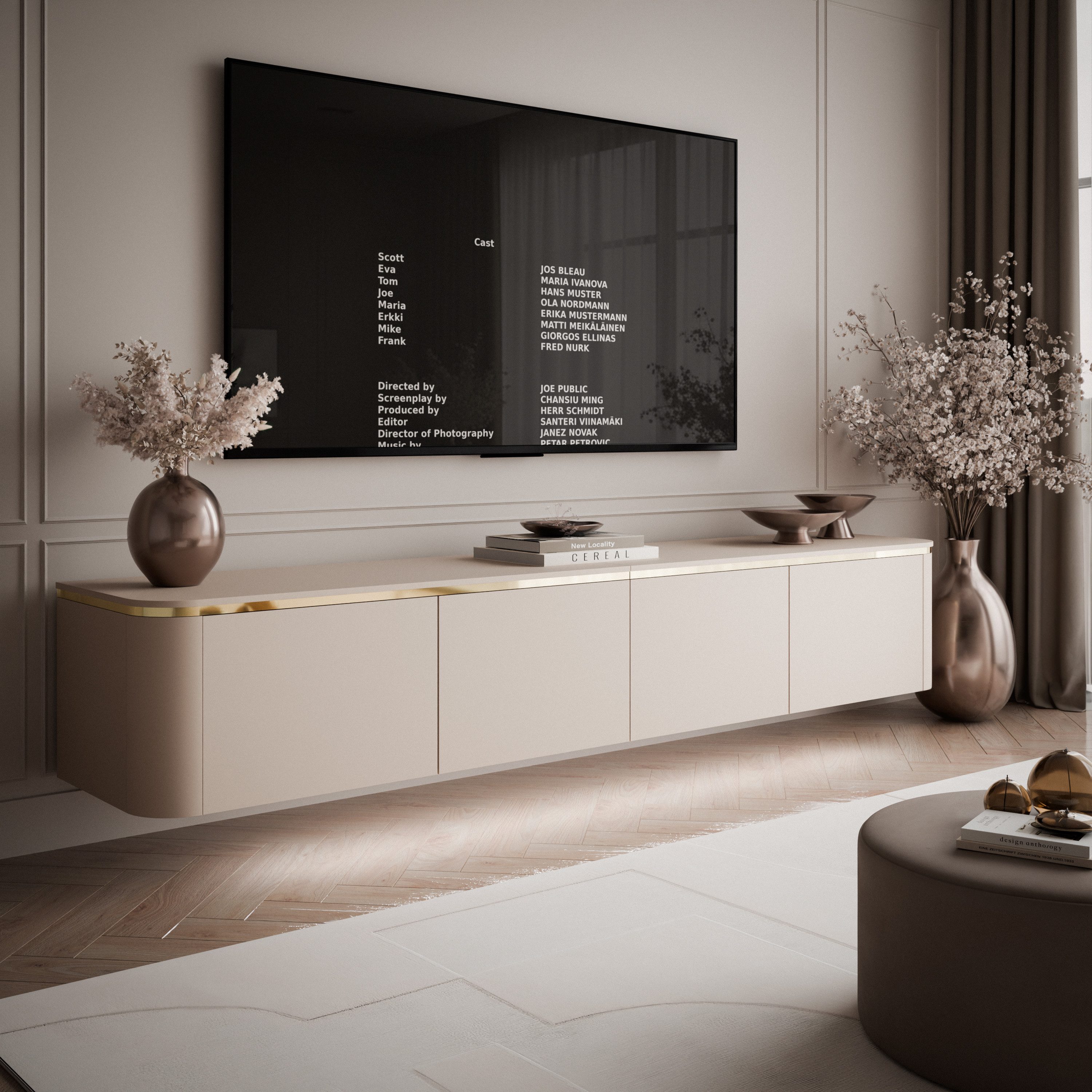 Lookway TV-Schrank AVELINE 200 cm Hängendes TV-Lowboard mit LED-Beleuchtung