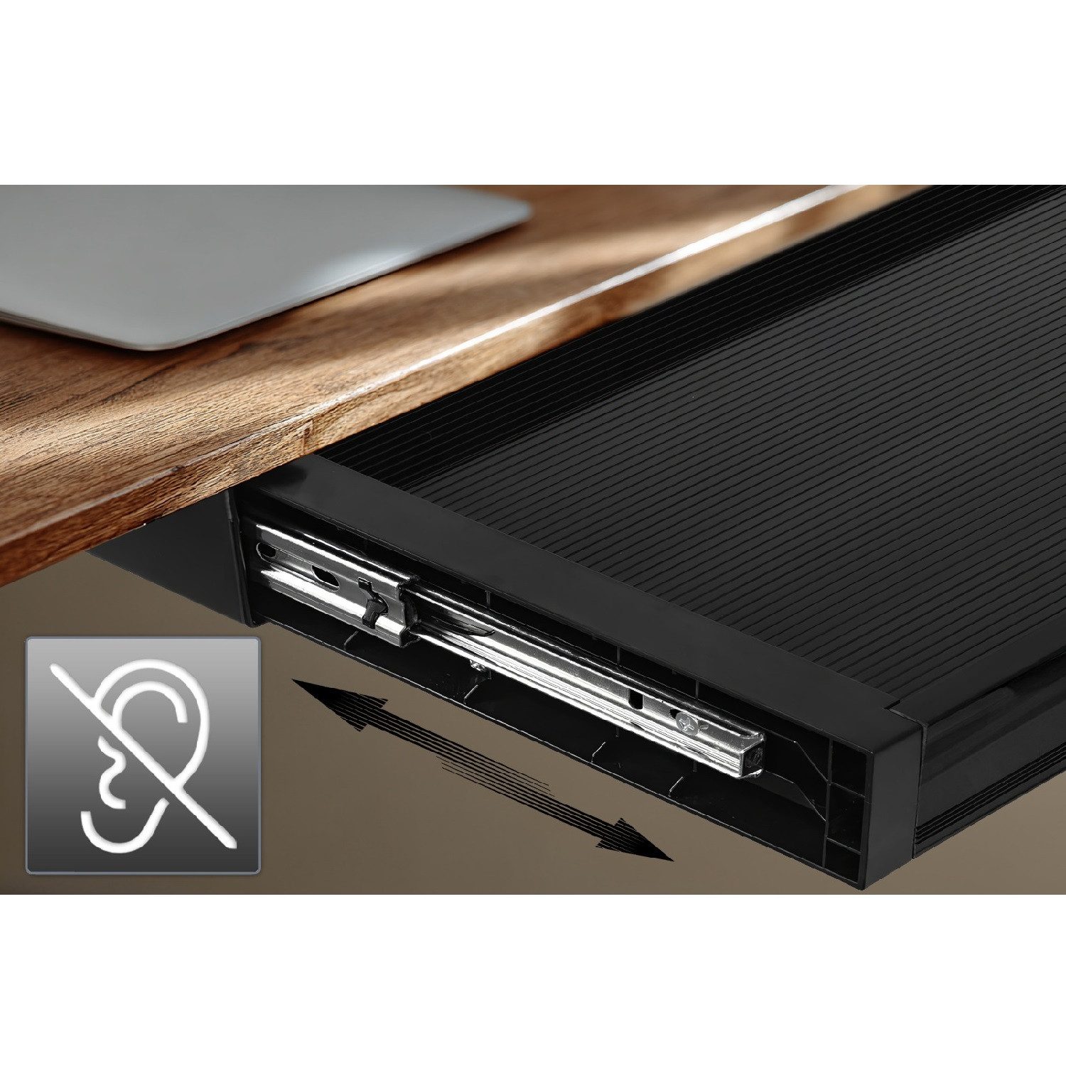 Ergo Office Schublade ER-302 Flache Schubladenunterbau 75,8 cm (1 St), Schublade mit Führungen max. Belastung 10 kg