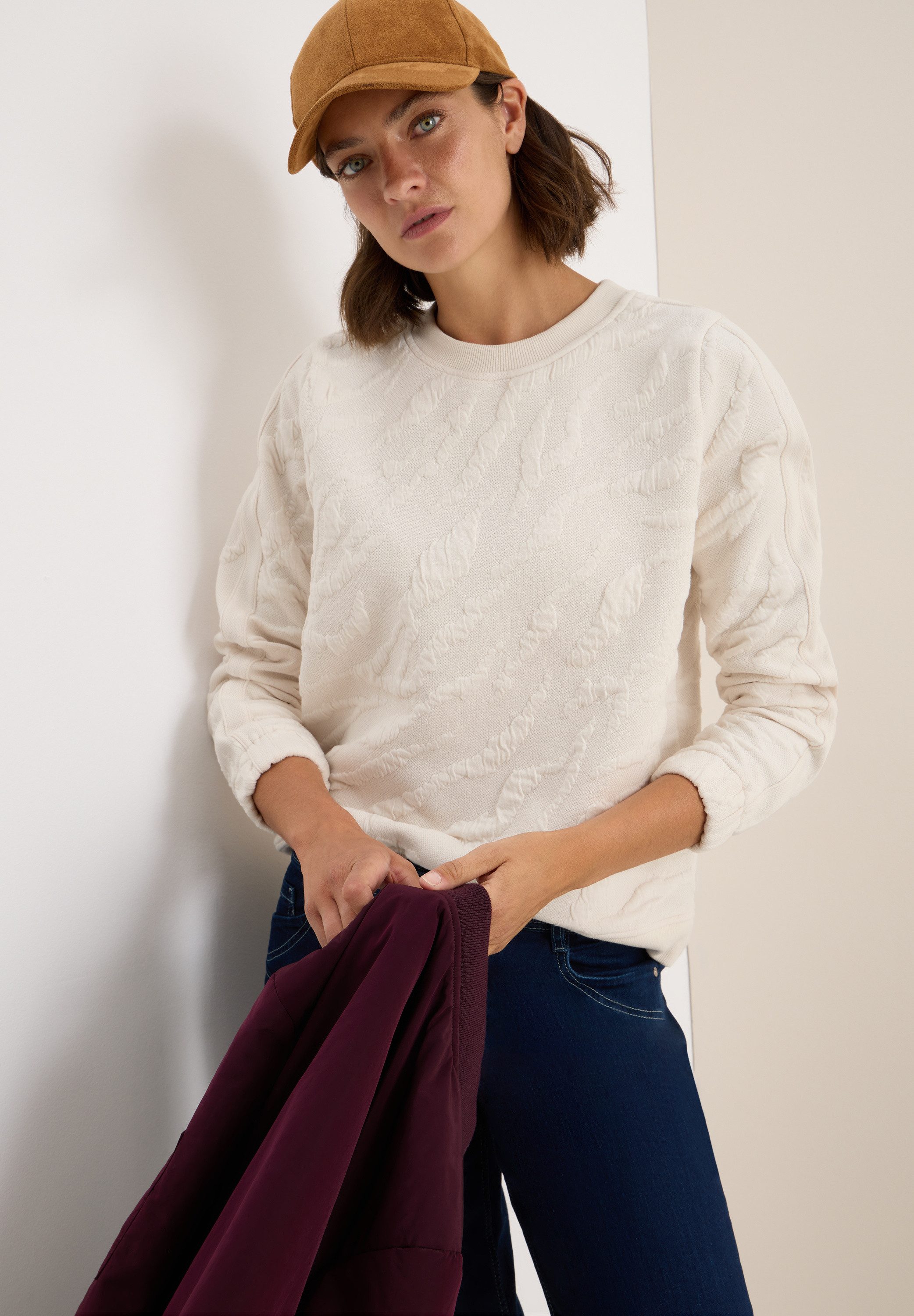 CECIL Sweatshirt mit Zebra Strukturmuster günstig online kaufen