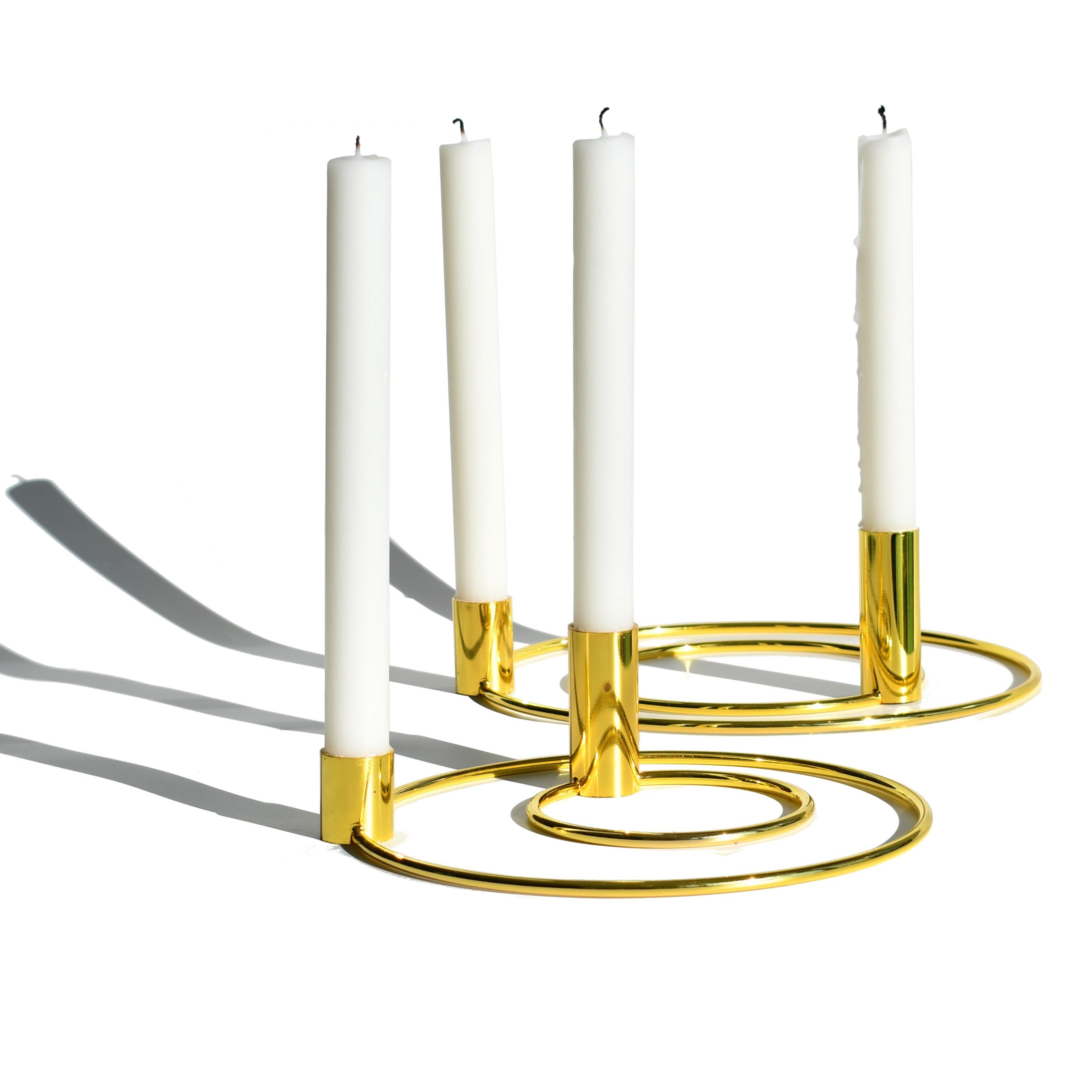 Kerzenhalter elegante poliert, St), Kerzenhalter Kreise Chilli Design Kerzen vier verschiedene Goldfarben, Gold, Edelstahl, Blue (4 4x inkl. in