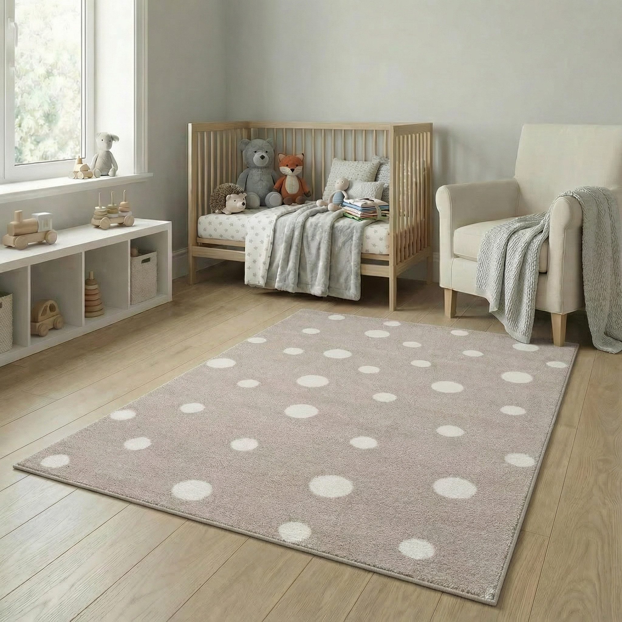 Jimri Kinderteppich DOT´S Teppiche für Kinderzimmer, Kinderzimmerteppich, Teppich, Läufer, Regenbogen