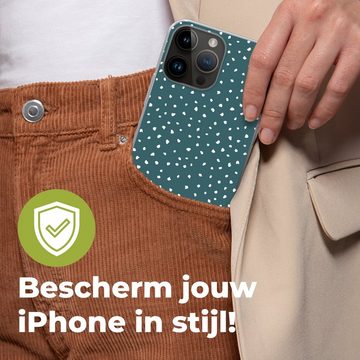 MuchoWow Handyhülle Polka dots - Weiß - Grün, Handyhülle Telefonhülle Apple iPhone 14 Pro Max