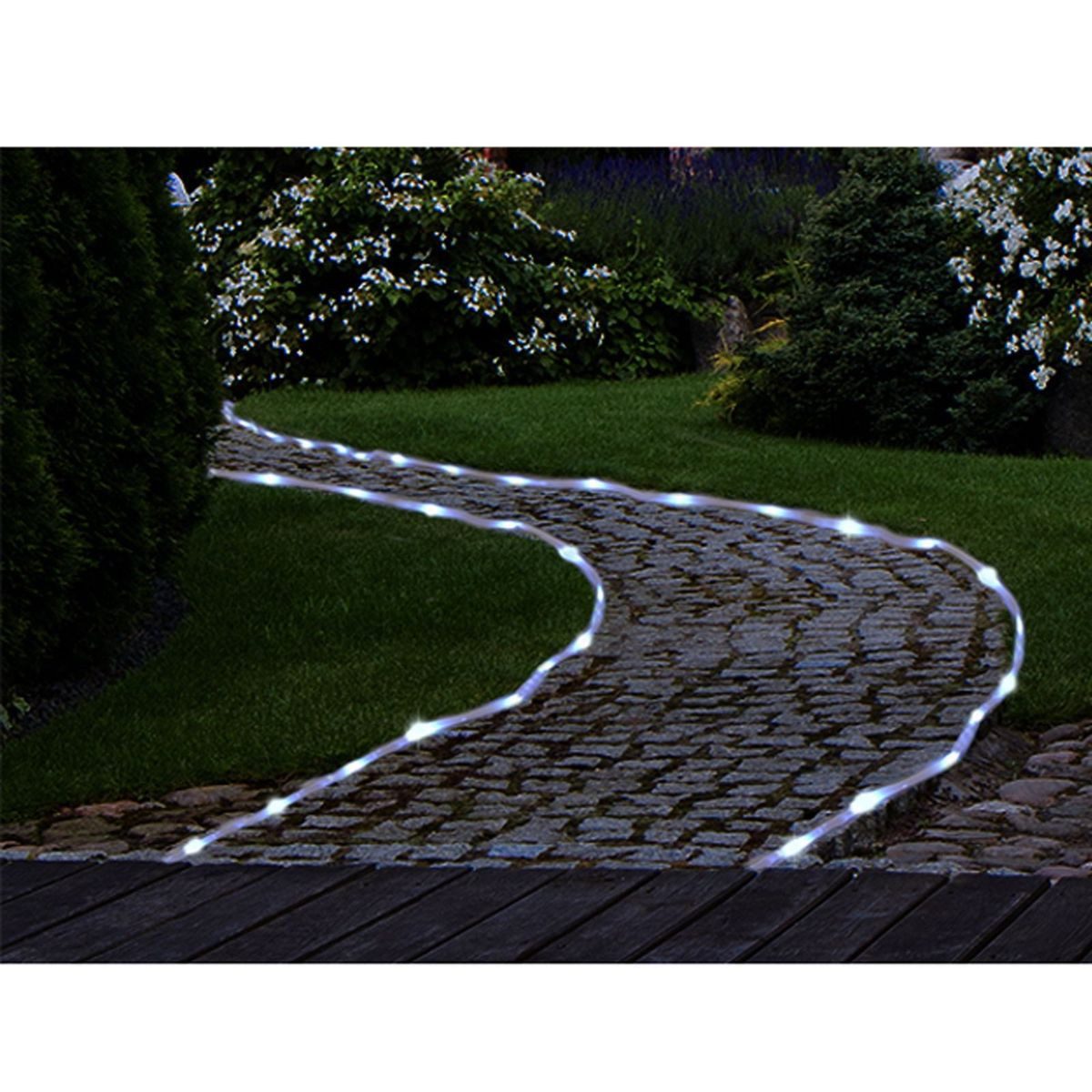 Haushalt International Lichterkette LED Solar Lichtschlauch mit 50 warmweißen LED und 7m Gesamtlänge, mit Dämmerungssensor