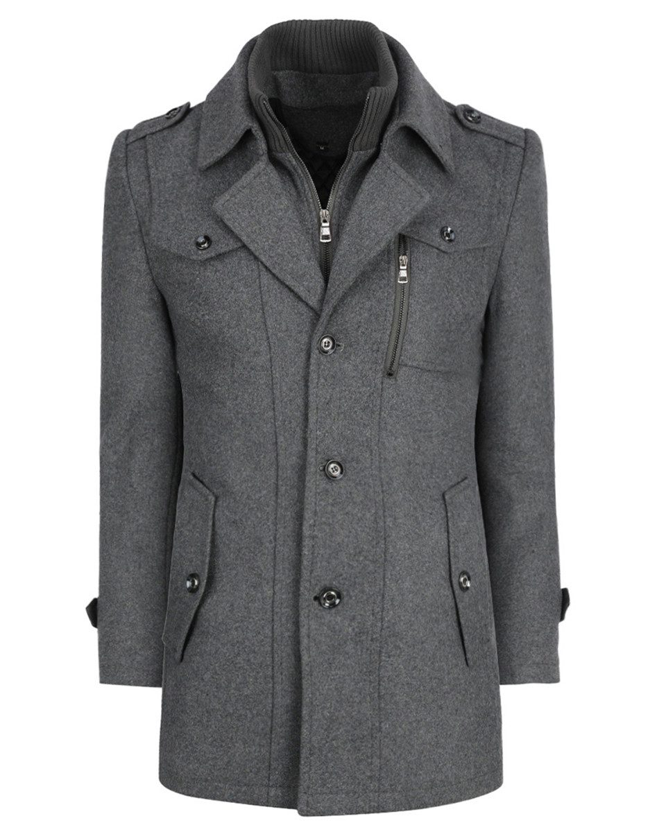 Allthemen Kurzmantel mit Doppelkragen Herren Wintermantel warmer Doppelkrag günstig online kaufen