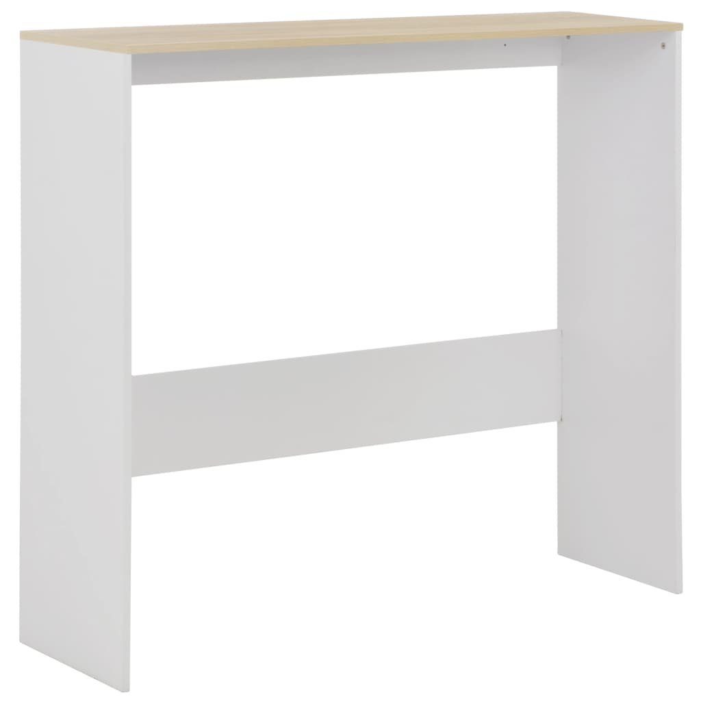 Eichefarben Bartisch mit braun (1-St) vidaXL | Tischplatten 2 Weiß Weiß und und Weiß 130x40x120 Esstisch und braun cm