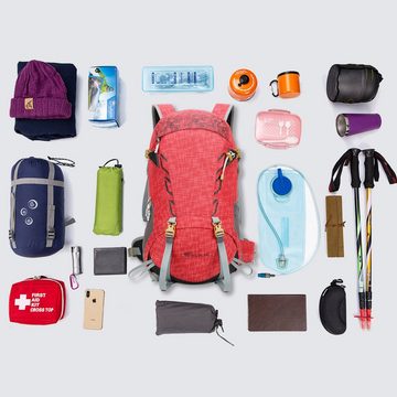 TAN.TOMI Wanderrucksack 30L Großer Wanderrucksack mit Rückenbelüftung, Wasserdicht (Einschließlich Regenschutz), mit Regenschutz für Outdoor Reisen Camping Trekking