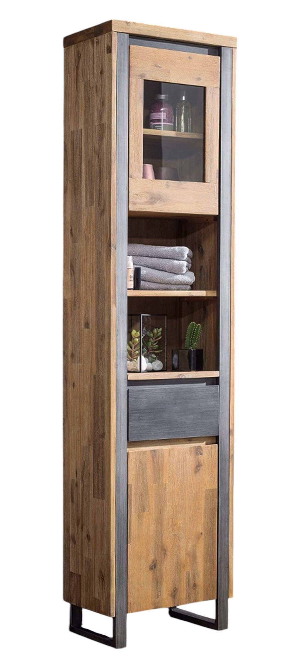 Main Möbel Hochschrank Badhochschrank 45x190cm 'Genua' Akazie gebürstet