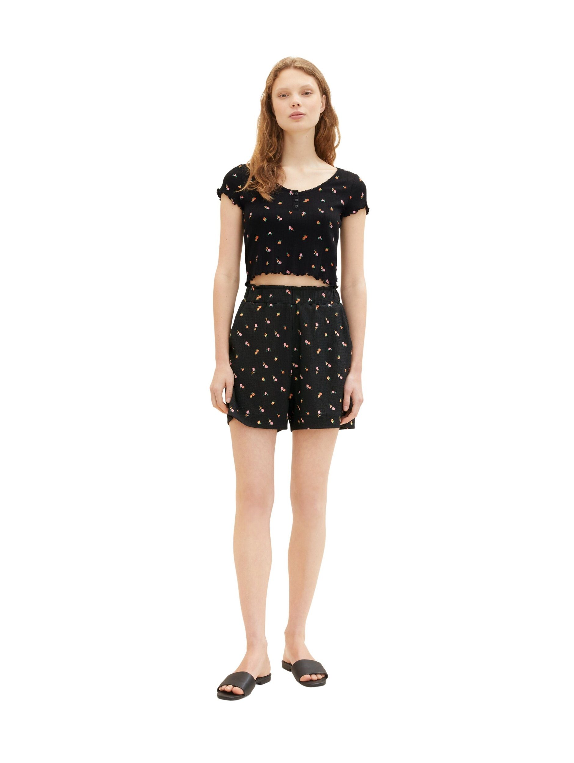 Shorts print black structured TOM Easy flower shorts small 31950 TAILOR