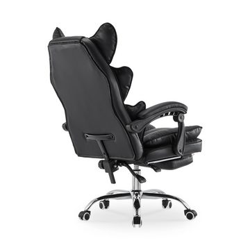 CLIPOP Gaming-Stuhl Kunstleder Bürostuhl, Gepolsterter Stuhl, Drehstuhl mit Fußstütze