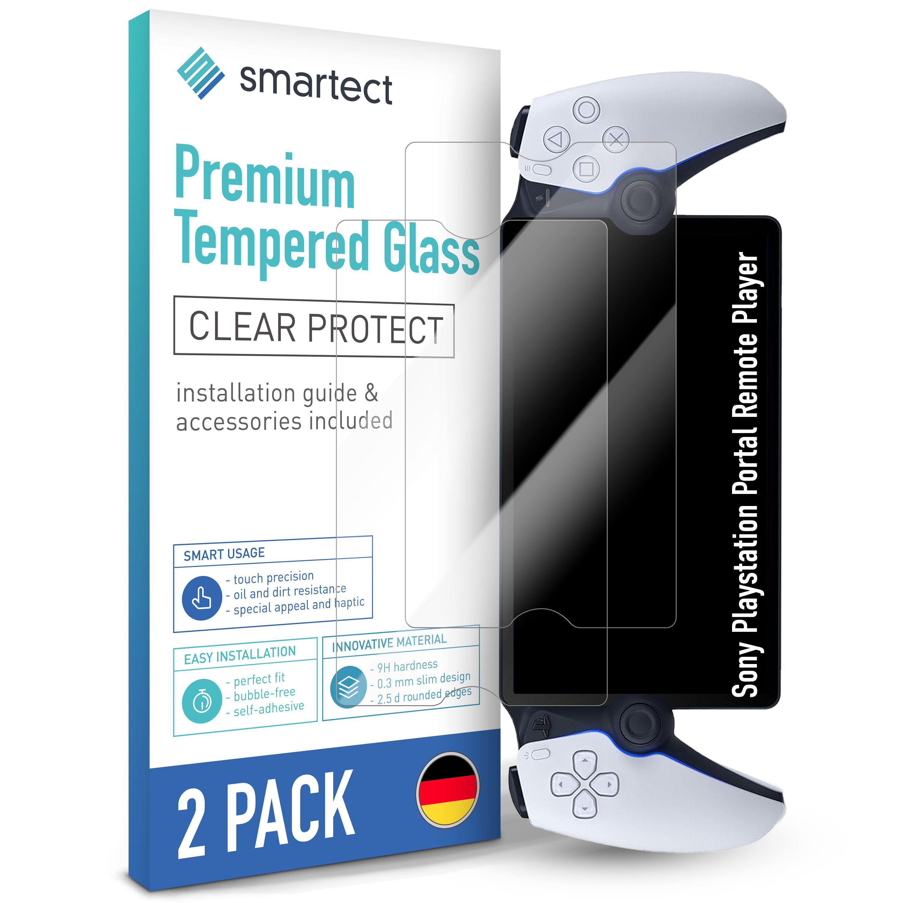 Displayschutzglas Schutzglas Klar für Sony Playstation Portal Remote Player, 2 Stück