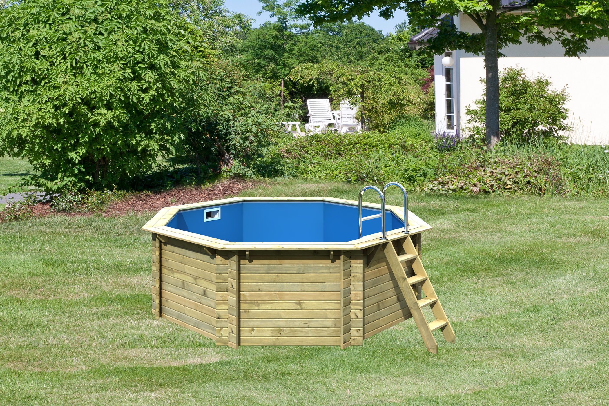 Thumbnail - Karibu Achteckpool Massivholzpool kdi Schwimmbecken Gartenpool, Massivholz, witterungsbeständig, wetterfest