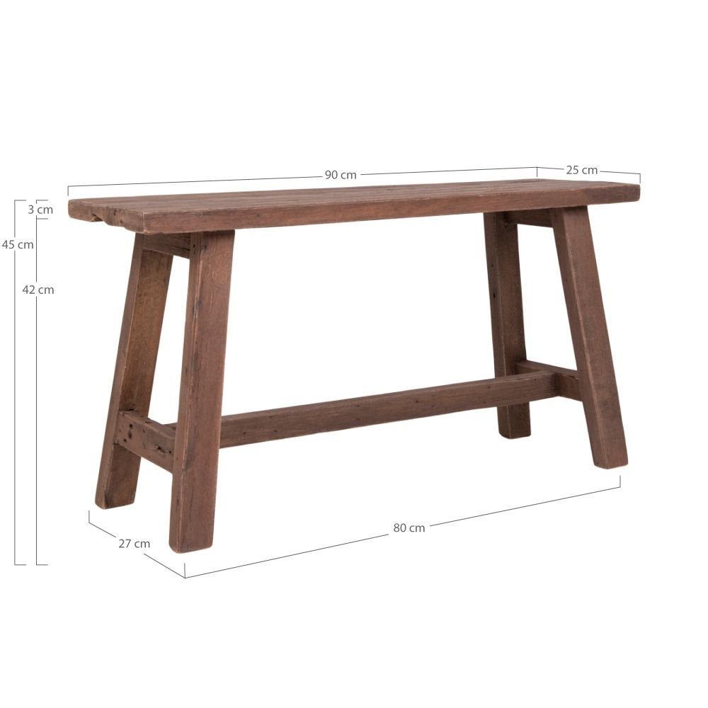 LebensWohnArt Sitzbank Teak Sitzbank GEMI 90cm Natural recyceltes Teakholz Massivholz
