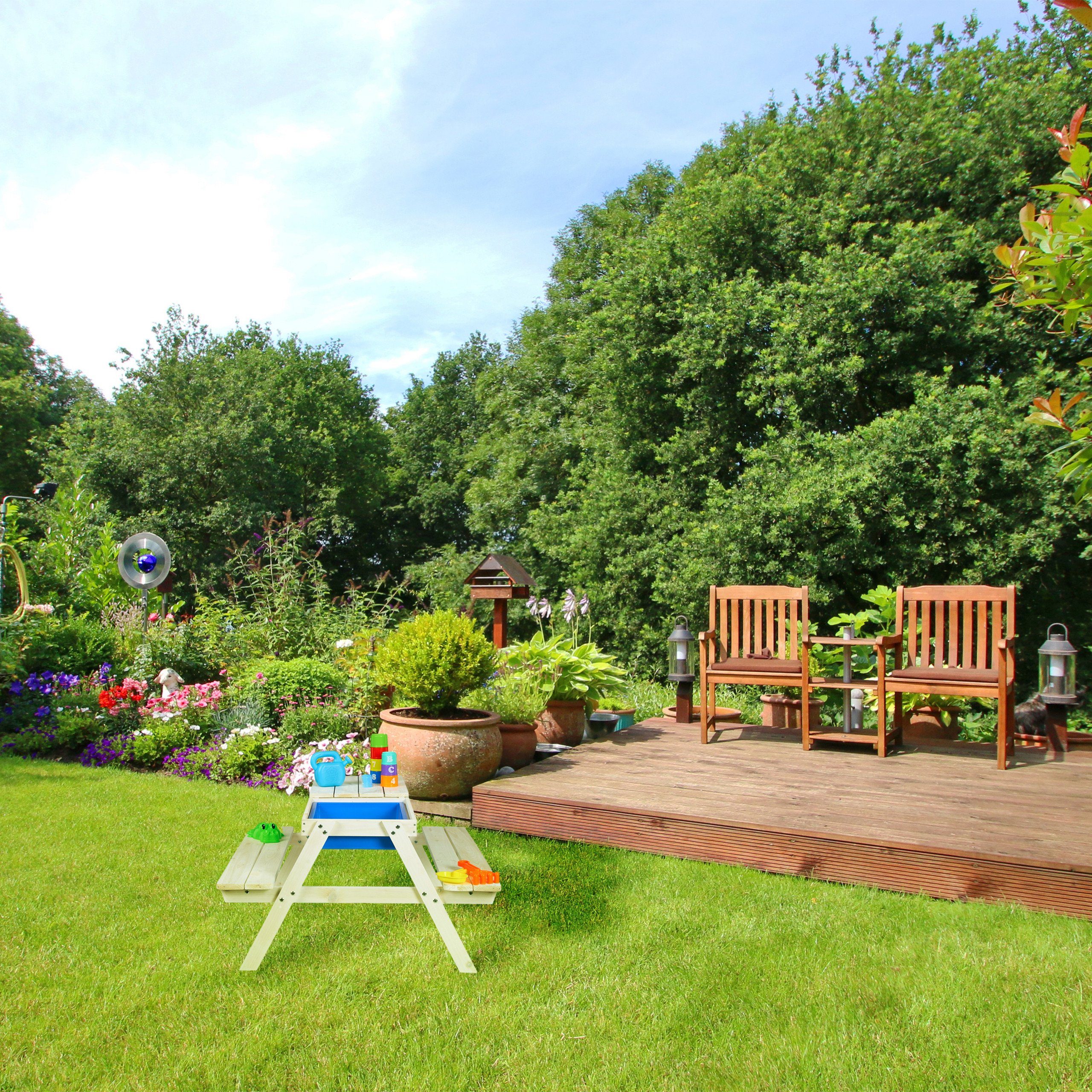 relaxdays Garten-Kindersitzgruppe Weiße Kindersitzgruppe Holz günstig online kaufen
