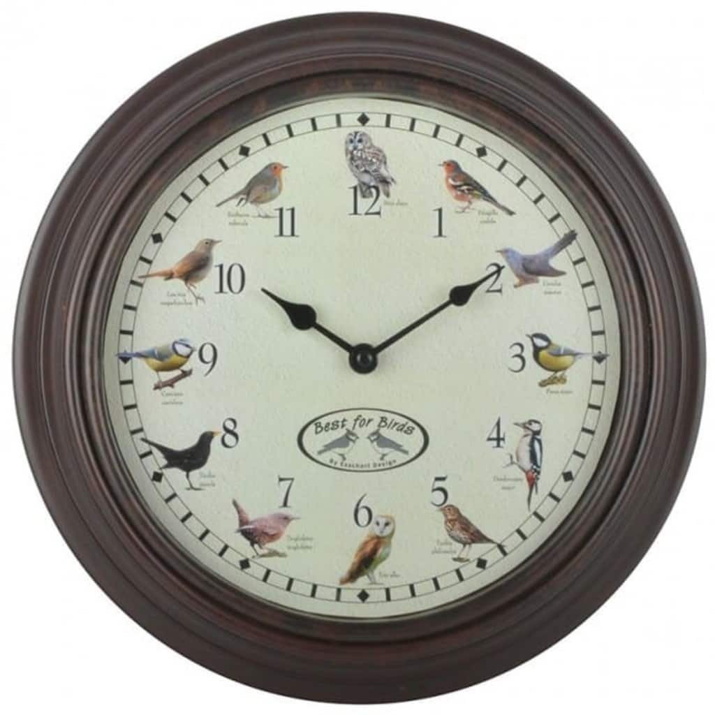 Esschert Design BV Wanduhr Uhr mit Vogelgezwitscher