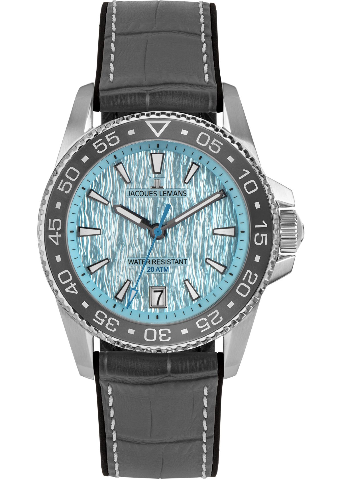 Jacques Lemans Quarzuhr Liverpool Diver 1-2205F, Armbanduhr, Herrenuhr, Lederarmband, analog, Tag