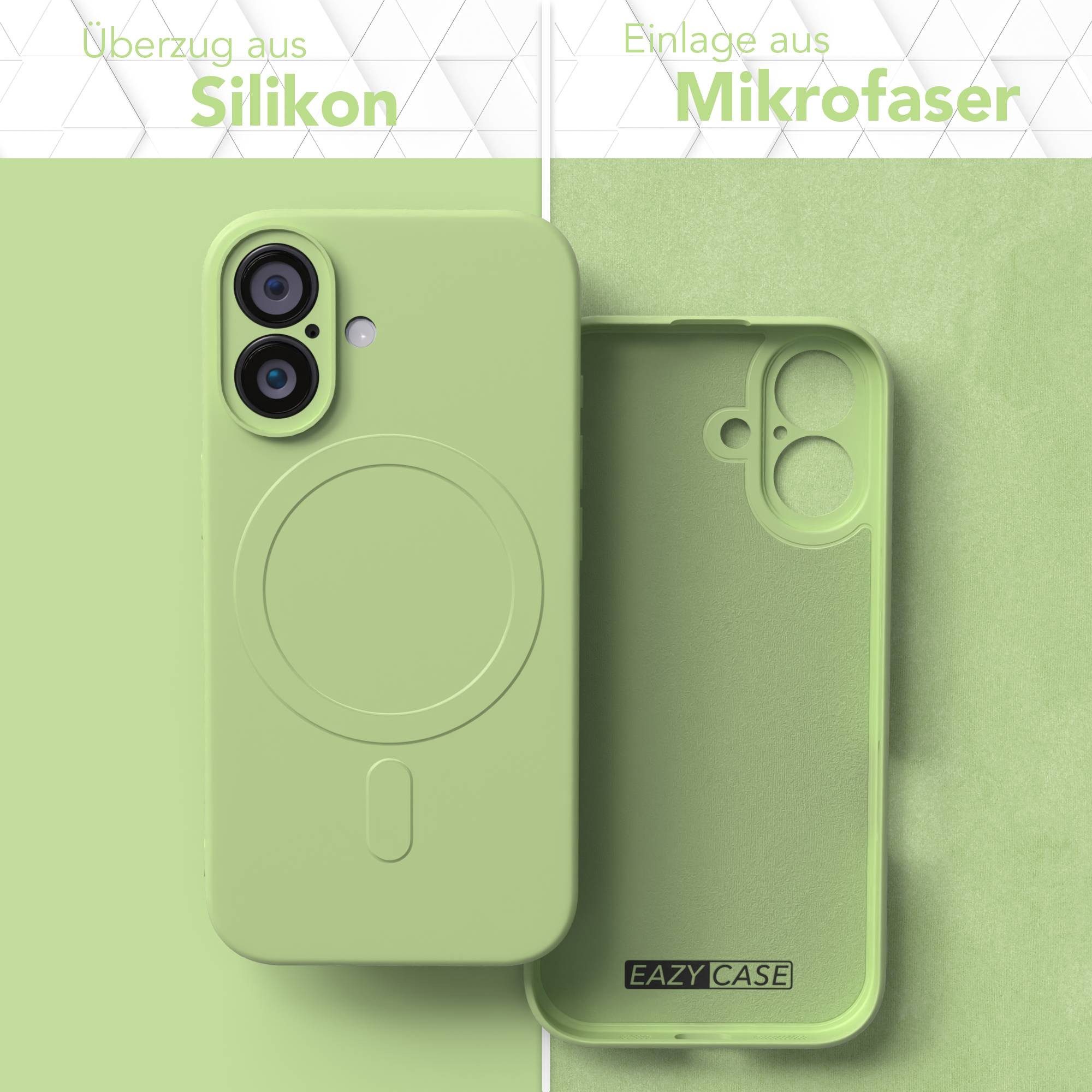 EAZY CASE Handyhülle für Apple iPhone 16 Hülle Silikon 6,1 Zoll, Schutzhülle MagSafe kompatibel Anti-Slip Oberfläche kratzfest Grün