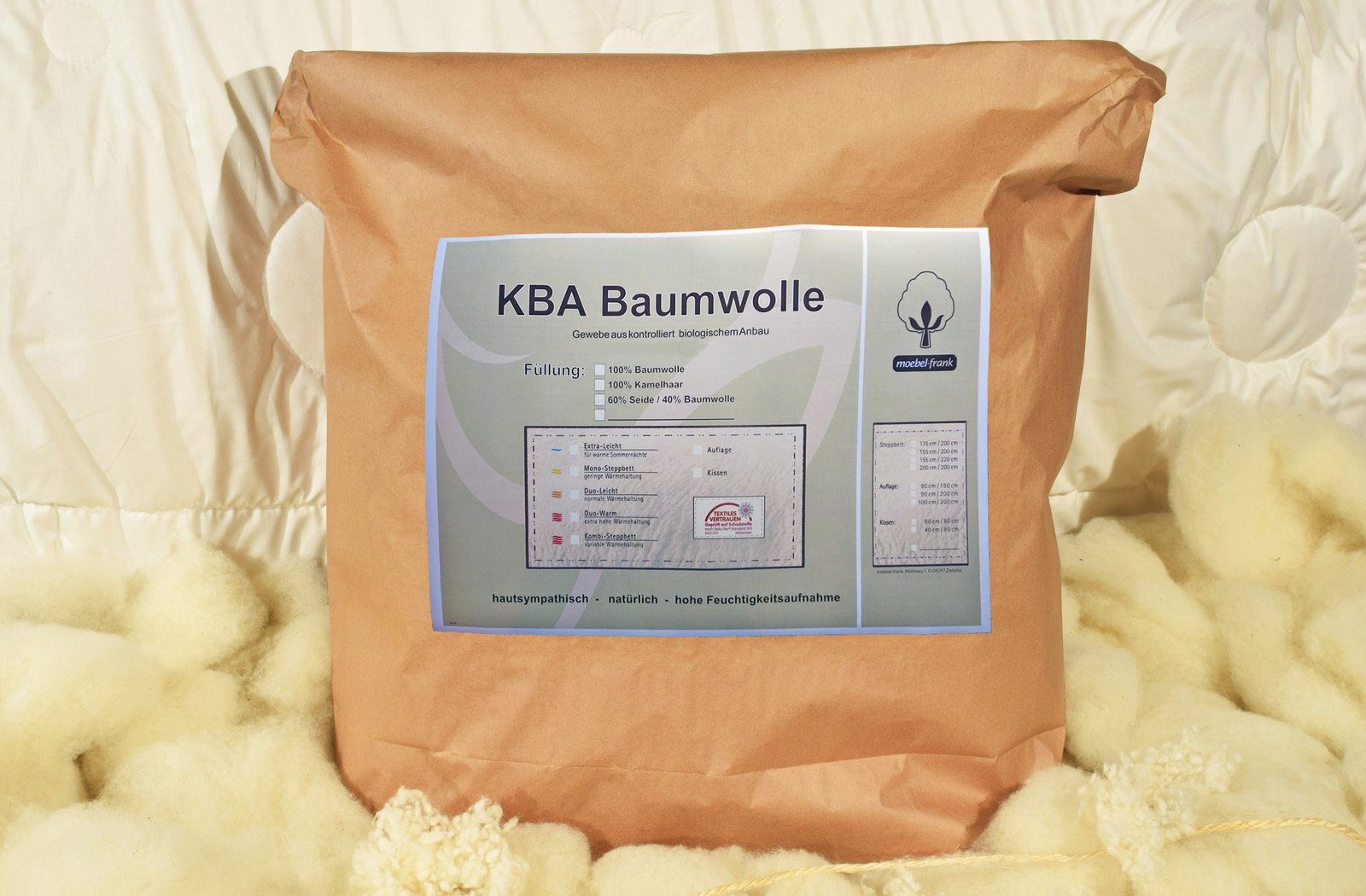 4-Jahreszeitenbett, Nancy, franknatur, kbA, Nutzung 100% Bettdecke Bezug: 100% kbA, für Füllung: Baumwolle Baumwolle ganzjährige