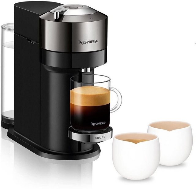 Krups Kapselmaschine Nespresso Vertuo Next Kaffeemaschine, Kaffeekapselmaschine + Origin, Lungo Tassen 2 x 180 ml Kurze Aufheizzeit One-Touch-System