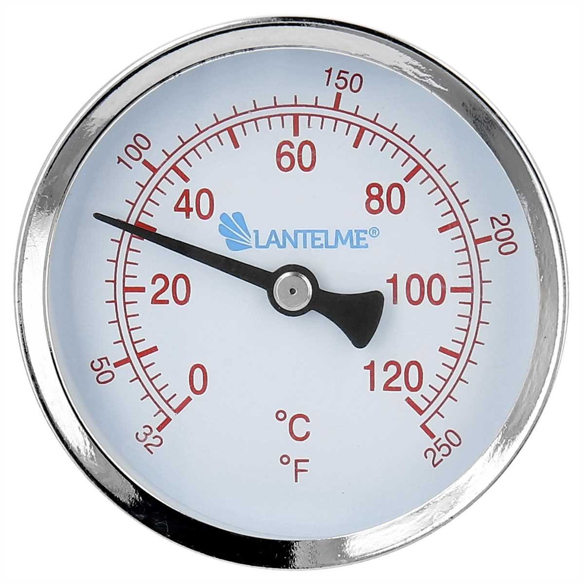 Lantelme Raumthermometer 120 Grad 1-tlg., Einbauset, Einbau Heizungsthermometer, 1/2 rot Zoll