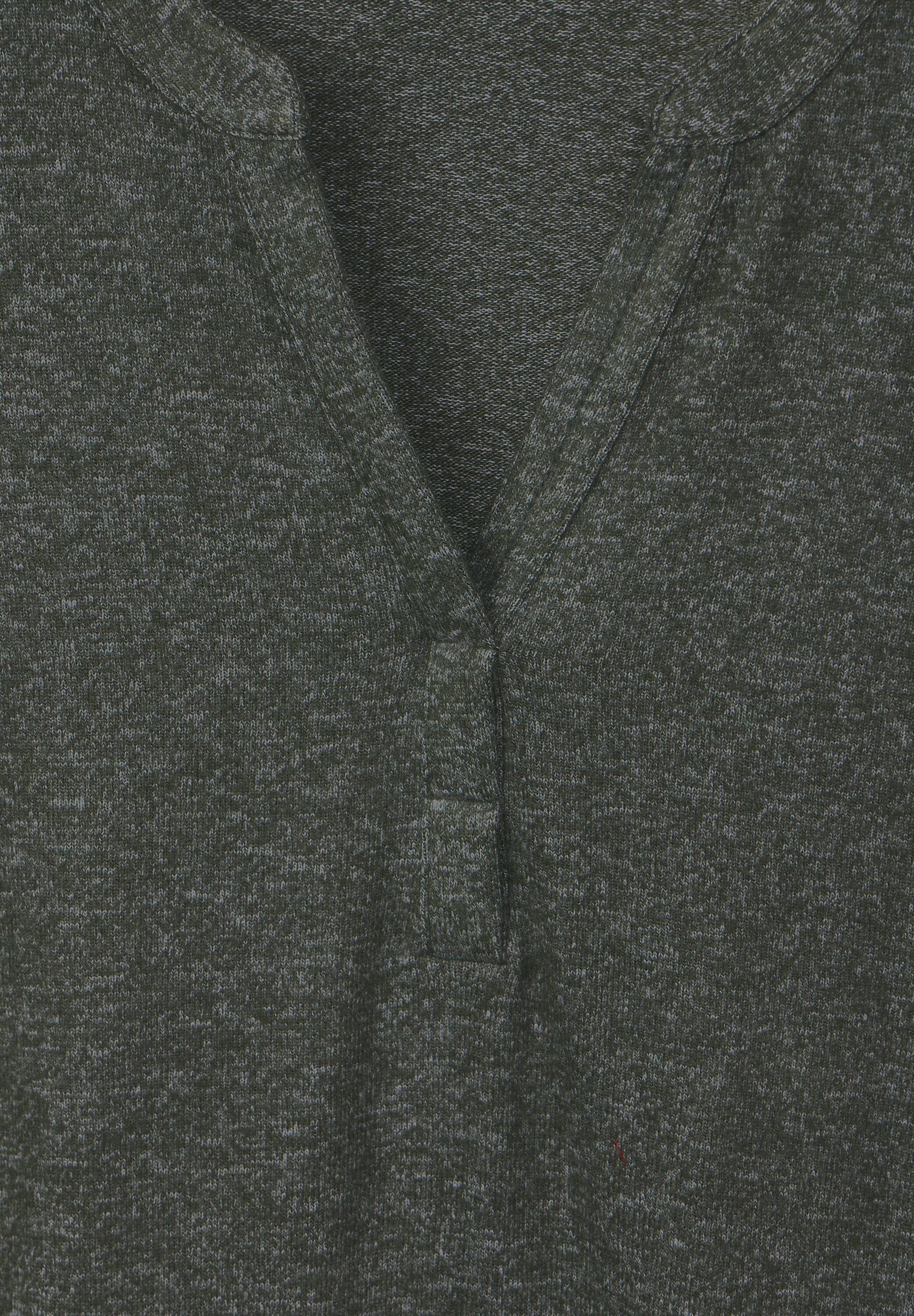 Langarmshirt Tunnelzugbändchen (1-tlg) Shirt in Melange Khaki Cecil Cecil Dynamic Melange