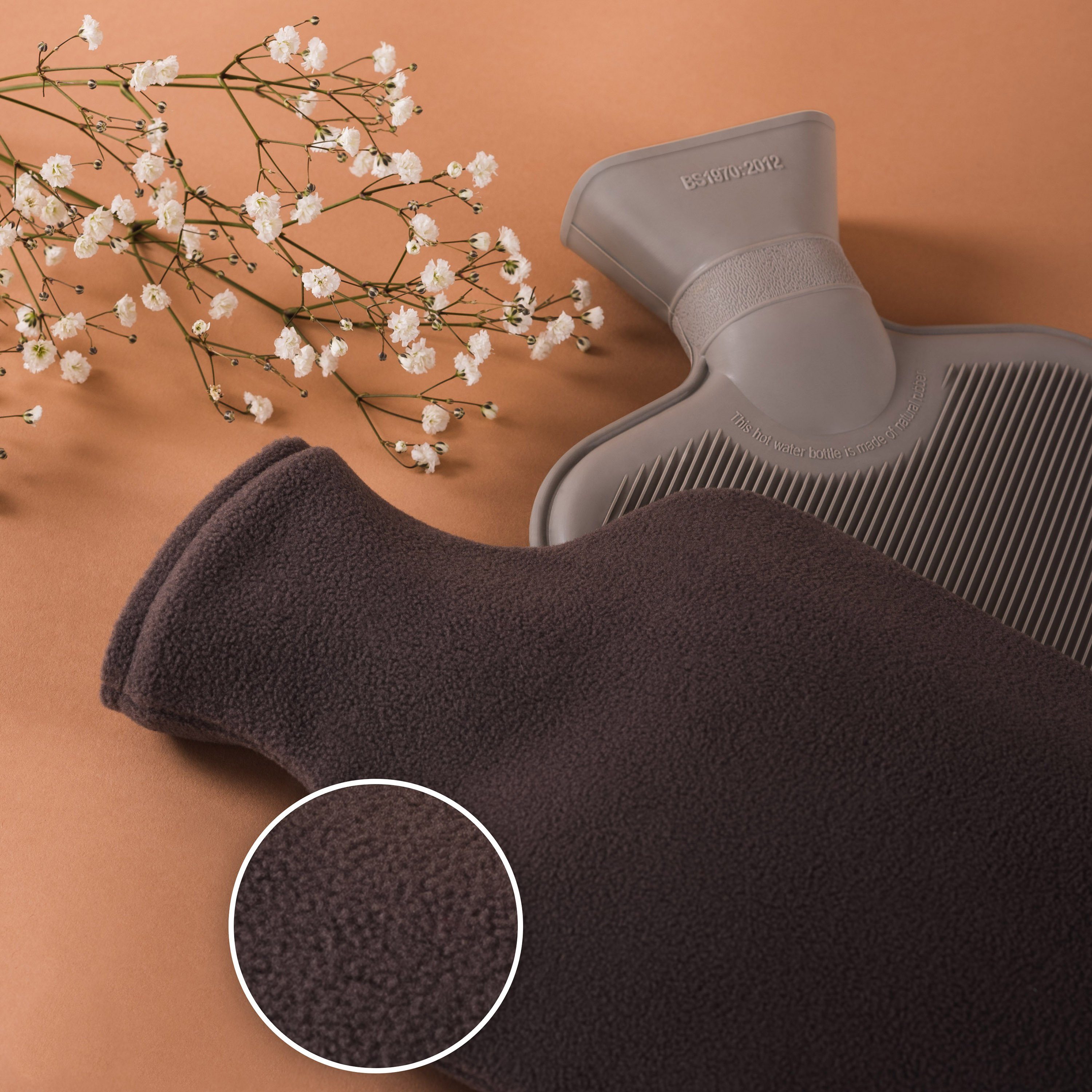 Blumtal Wärmflasche mit Bezug aus Polar Fleece, (für Kinder und Erwachsene, Bettflasche zur Schmerzlinderung, aus Naturkautschuk für Kinder und Erwachsene)