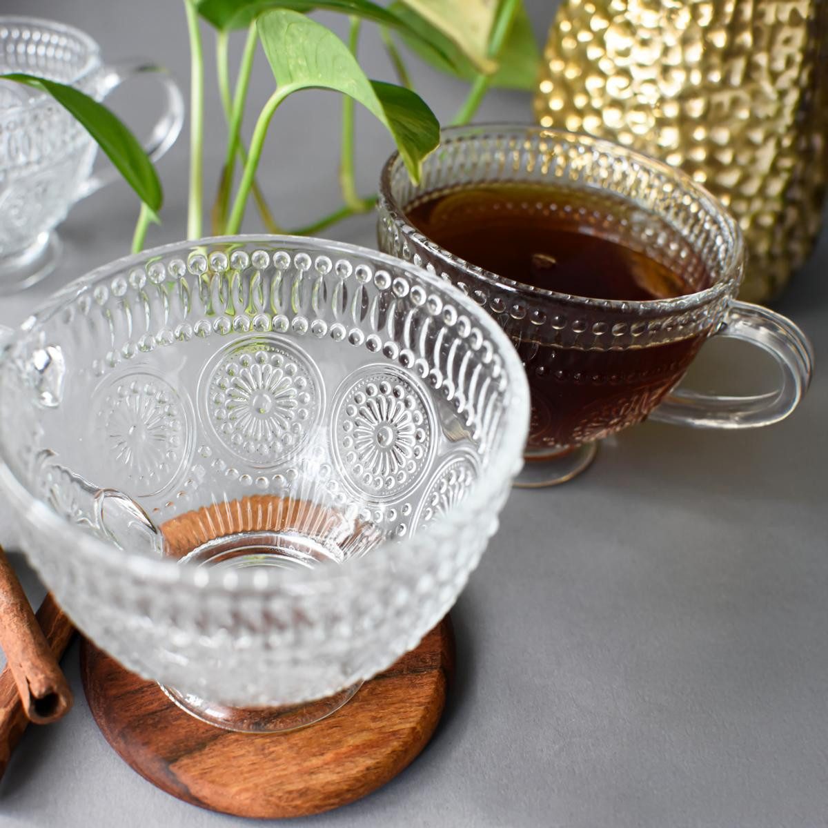 Sendez Cappuccinotasse mit Relief Kaffeegläser Teegläser Trinkgläser 430ml, 6-tlg., Glas – Bild 4 von 4